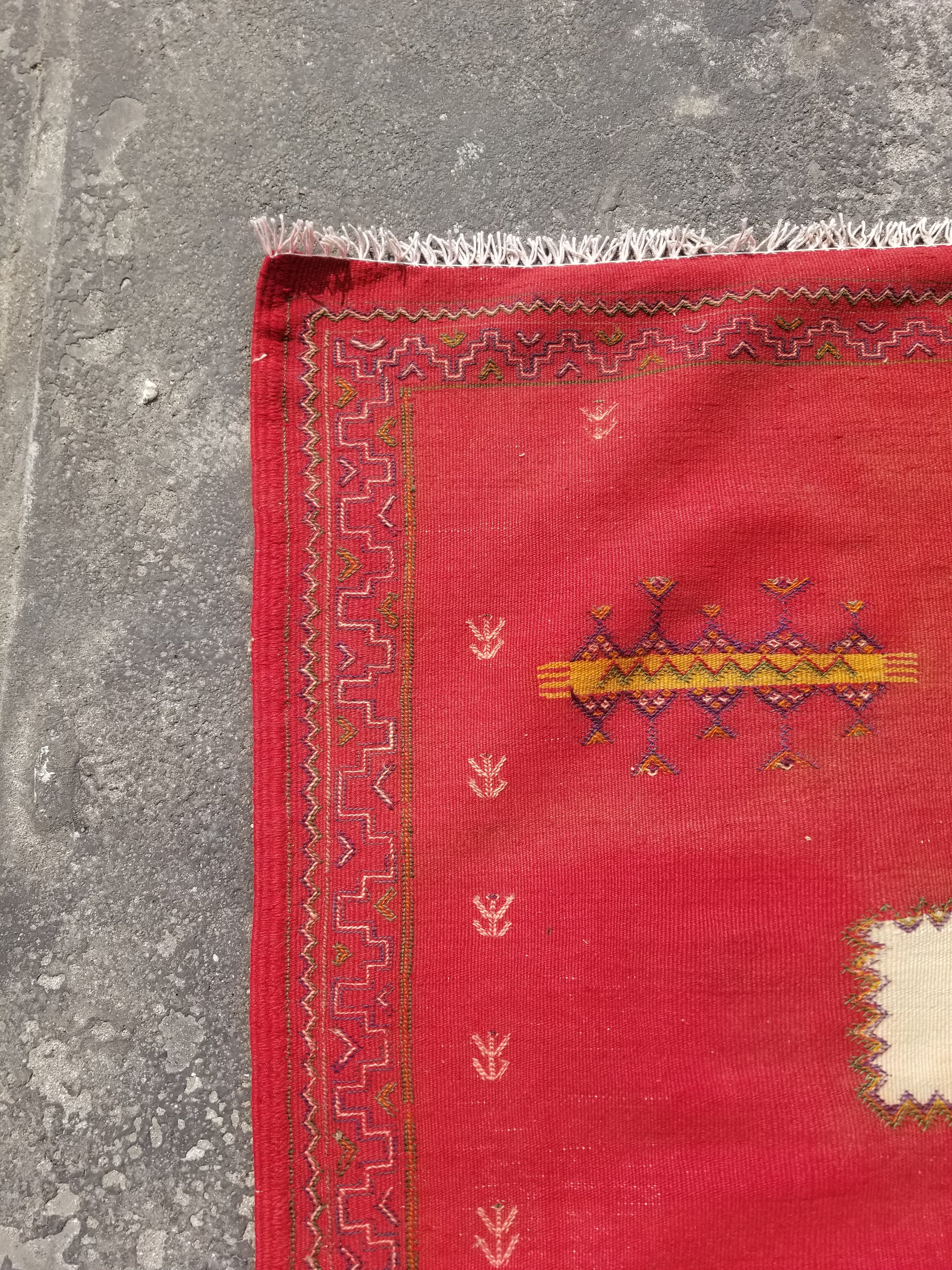 Vintage Traditional Handmade Moroccan Berber Wool Multicolor Kilim 230x158cm