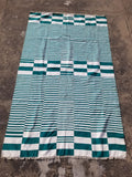 Vintage Traditional Handmade Striped Oriental Wool Green & White Kilim 222x132cm