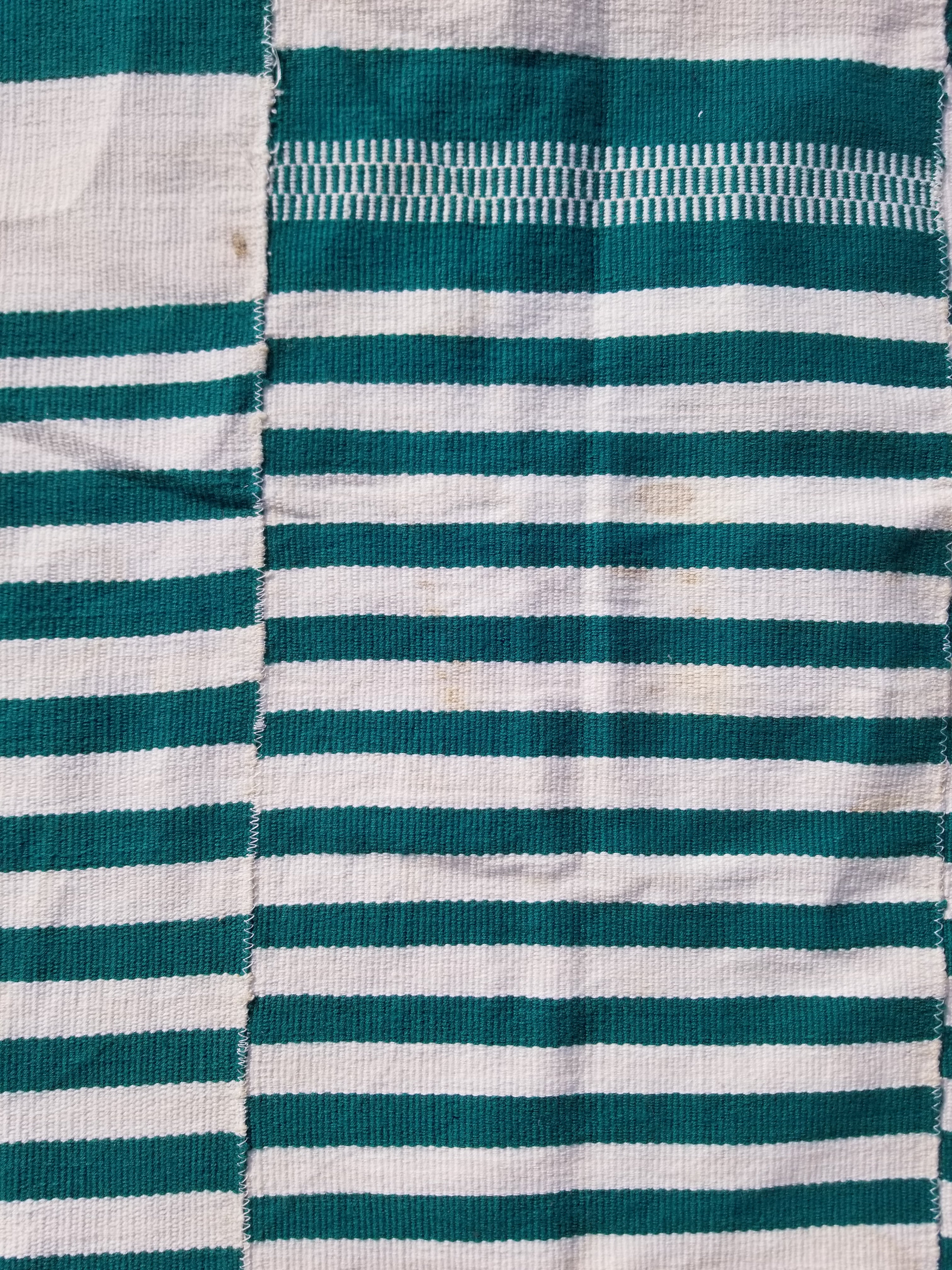 Vintage Traditional Handmade Striped Oriental Wool Green & White Kilim 222x132cm
