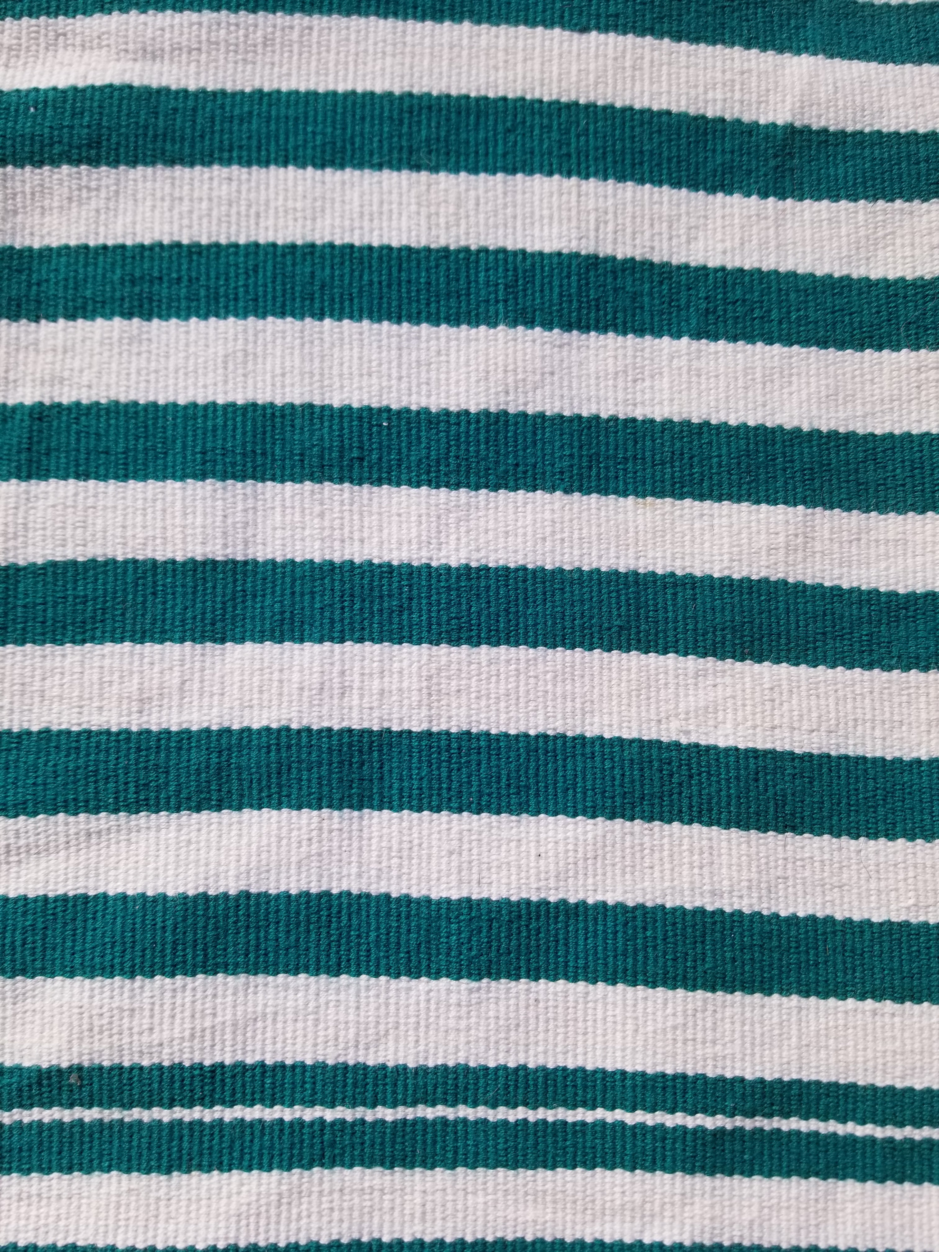 Vintage Traditional Handmade Striped Oriental Wool Green & White Kilim 222x132cm