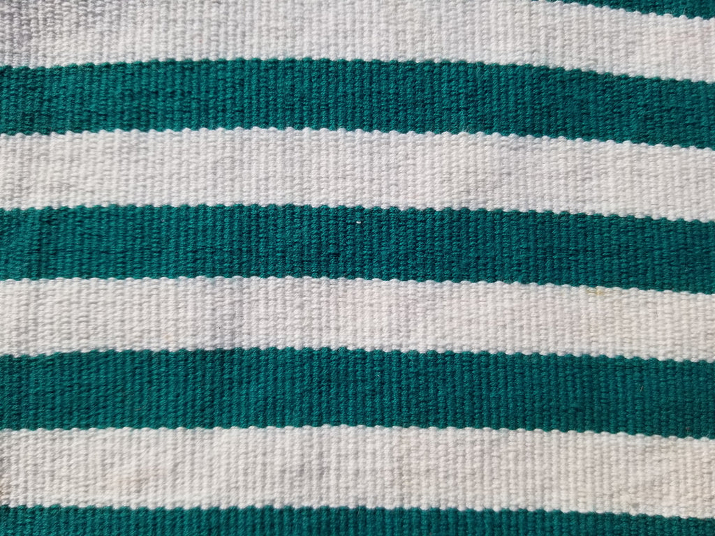 Vintage Traditional Handmade Striped Oriental Wool Green & White Kilim 222x132cm