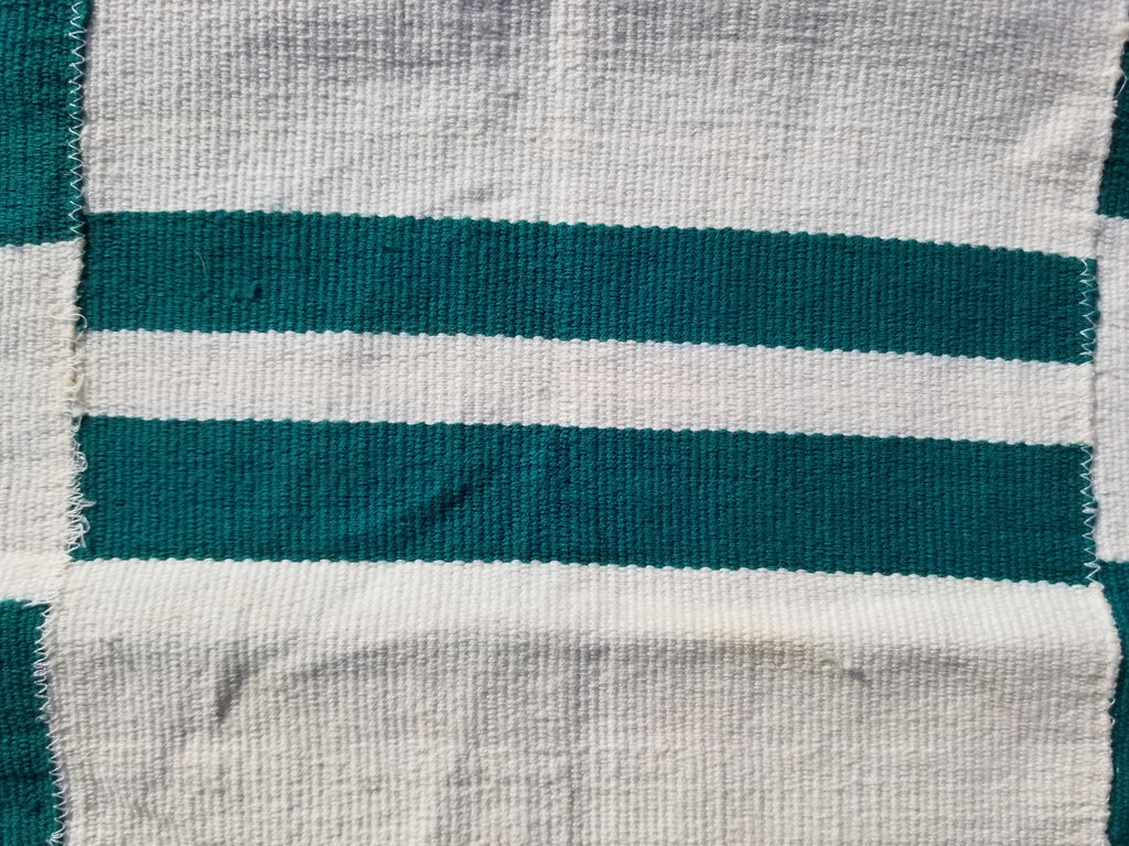Vintage Traditional Handmade Striped Oriental Wool Green & White Kilim 222x132cm