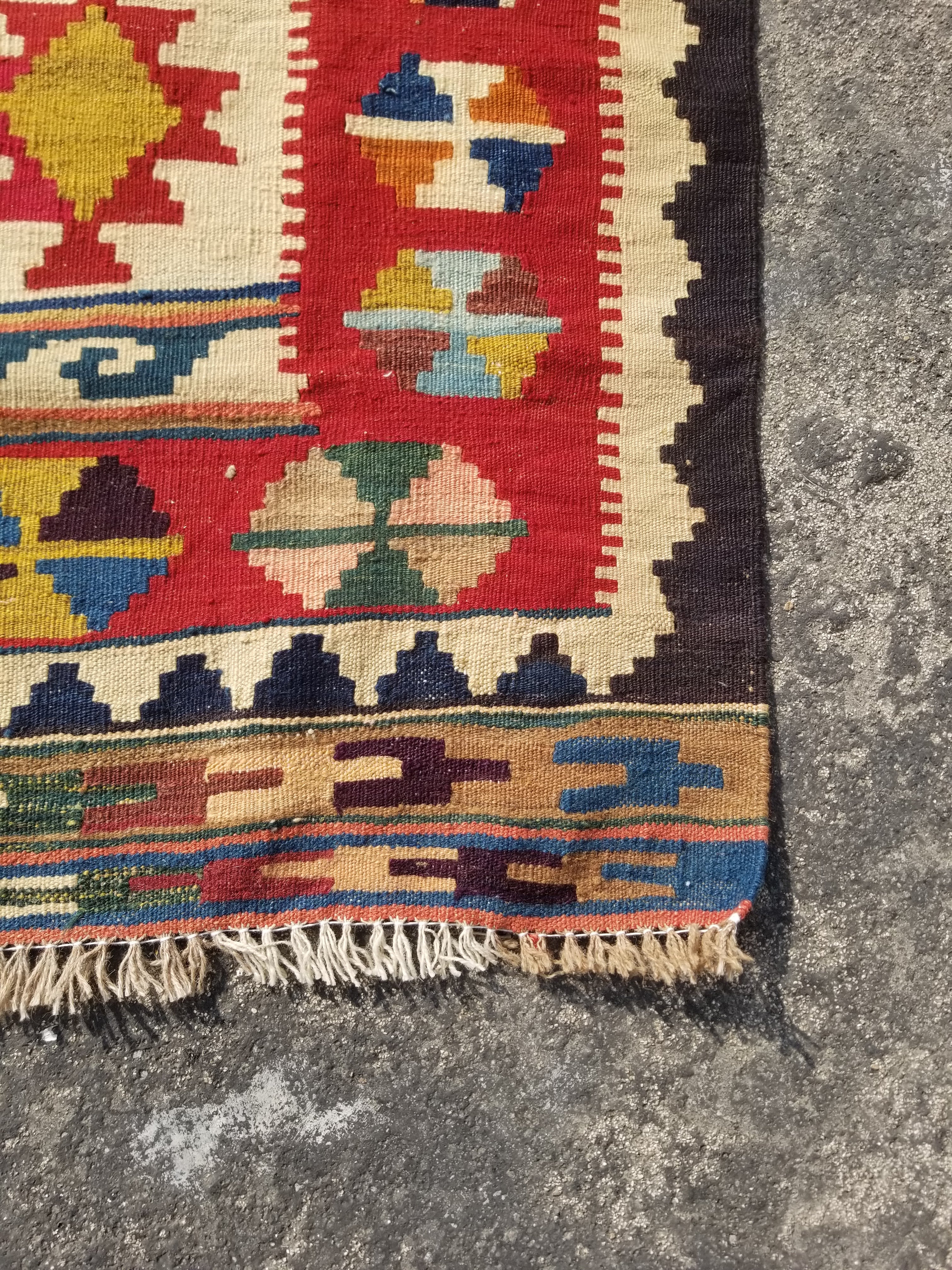Vintage Traditional Handmade Turkish Wool Multicolor Kilim 153x105cm