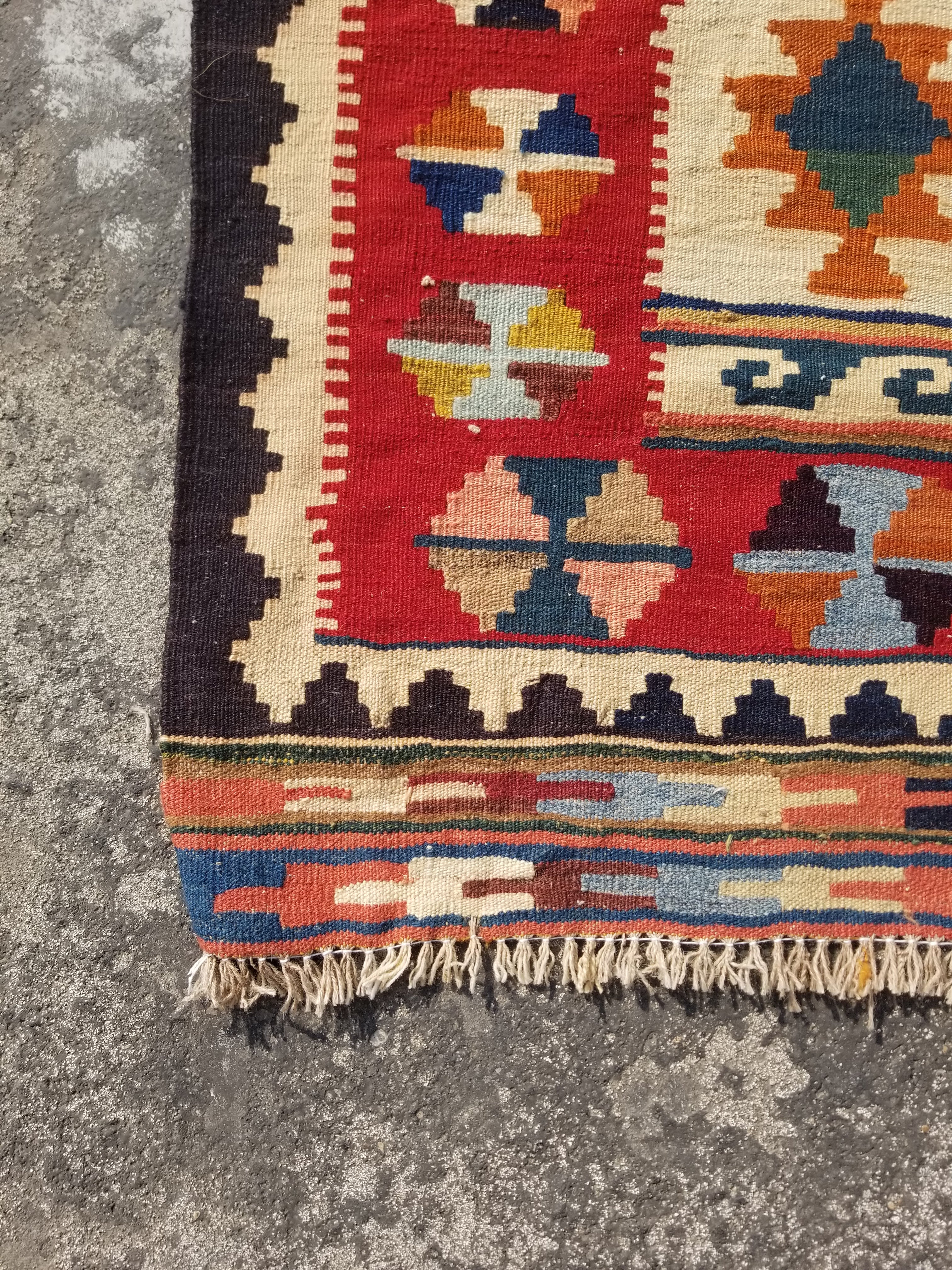 Vintage Traditional Handmade Turkish Wool Multicolor Kilim 153x105cm