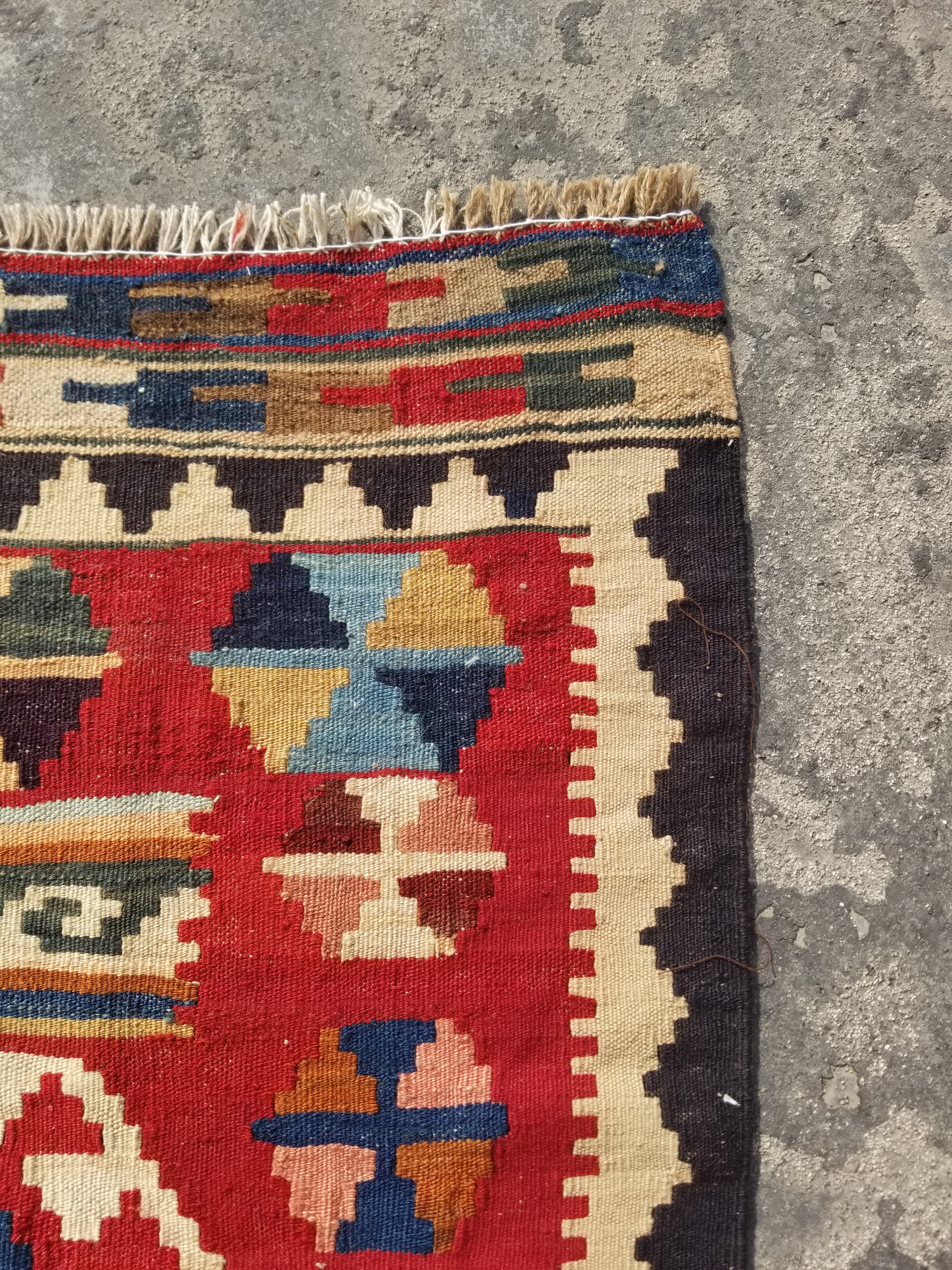 Vintage Traditional Handmade Turkish Wool Multicolor Kilim 153x105cm