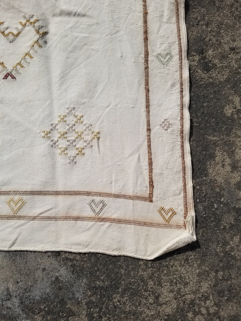 Vintage Traditional Handmade Moroccan Sabra Silk Kilim 225x120cm