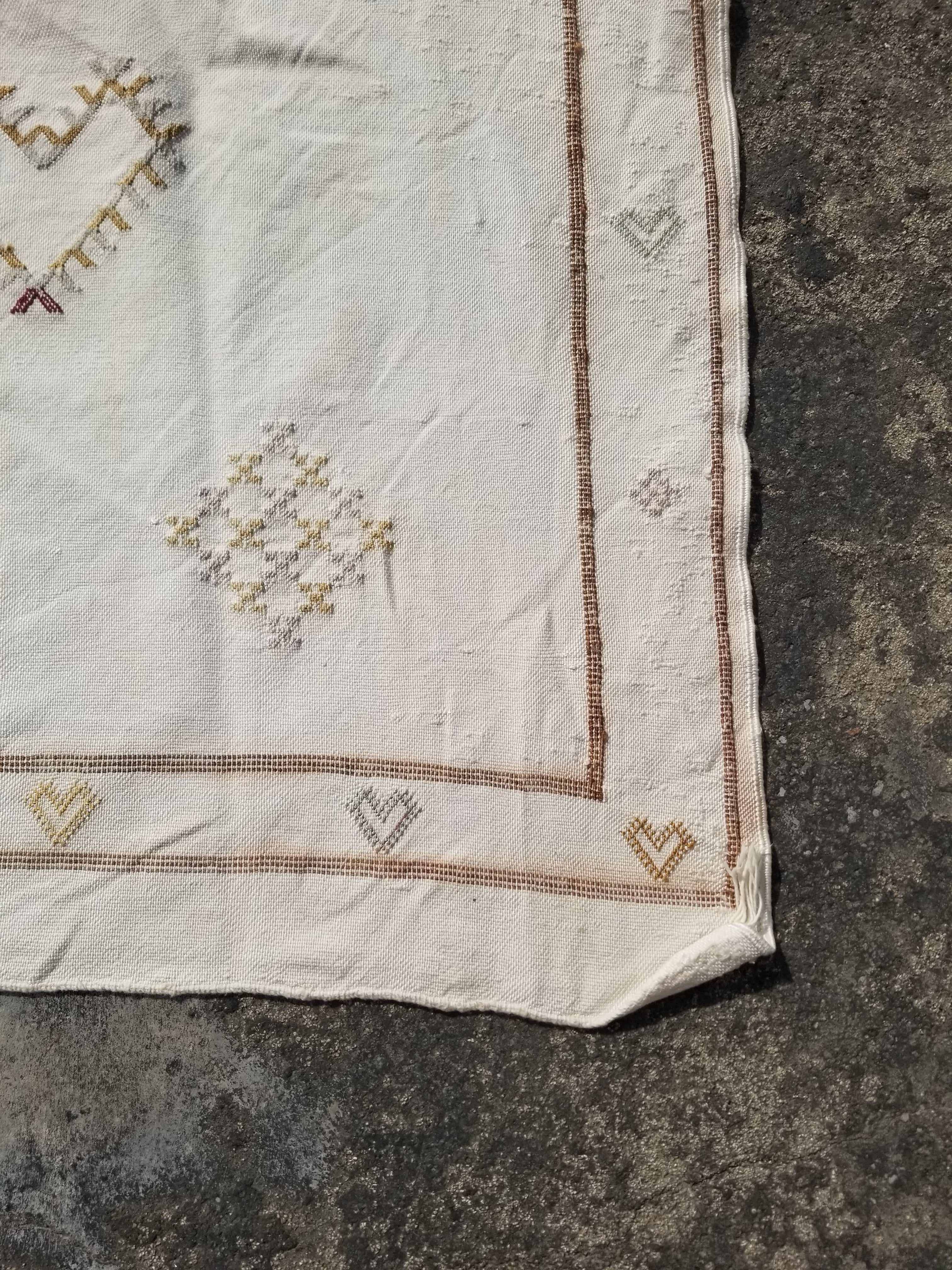 Vintage Traditional Handmade Moroccan Sabra Silk Kilim 225x120cm