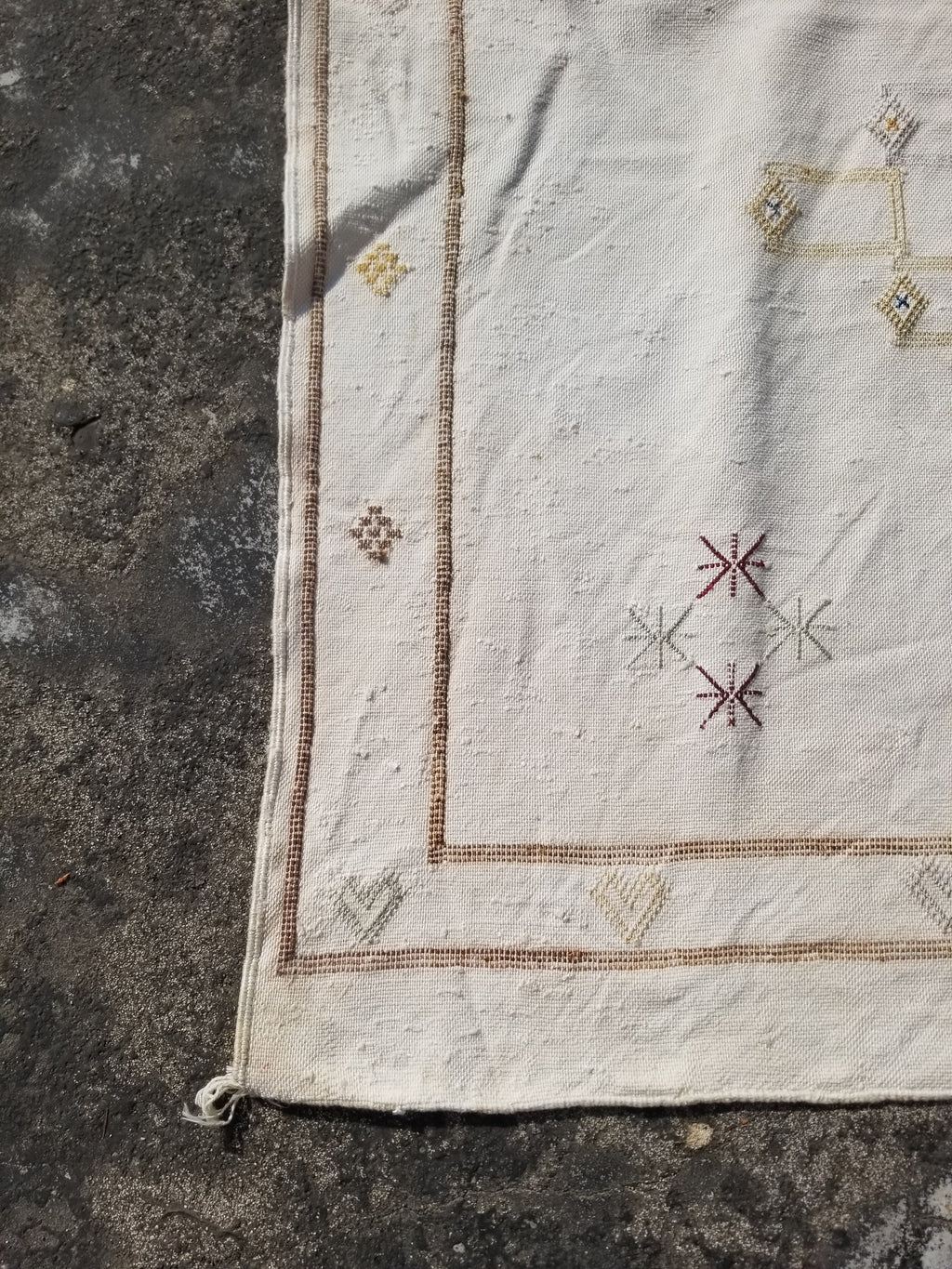 Vintage Traditional Handmade Moroccan Sabra Silk Kilim 225x120cm