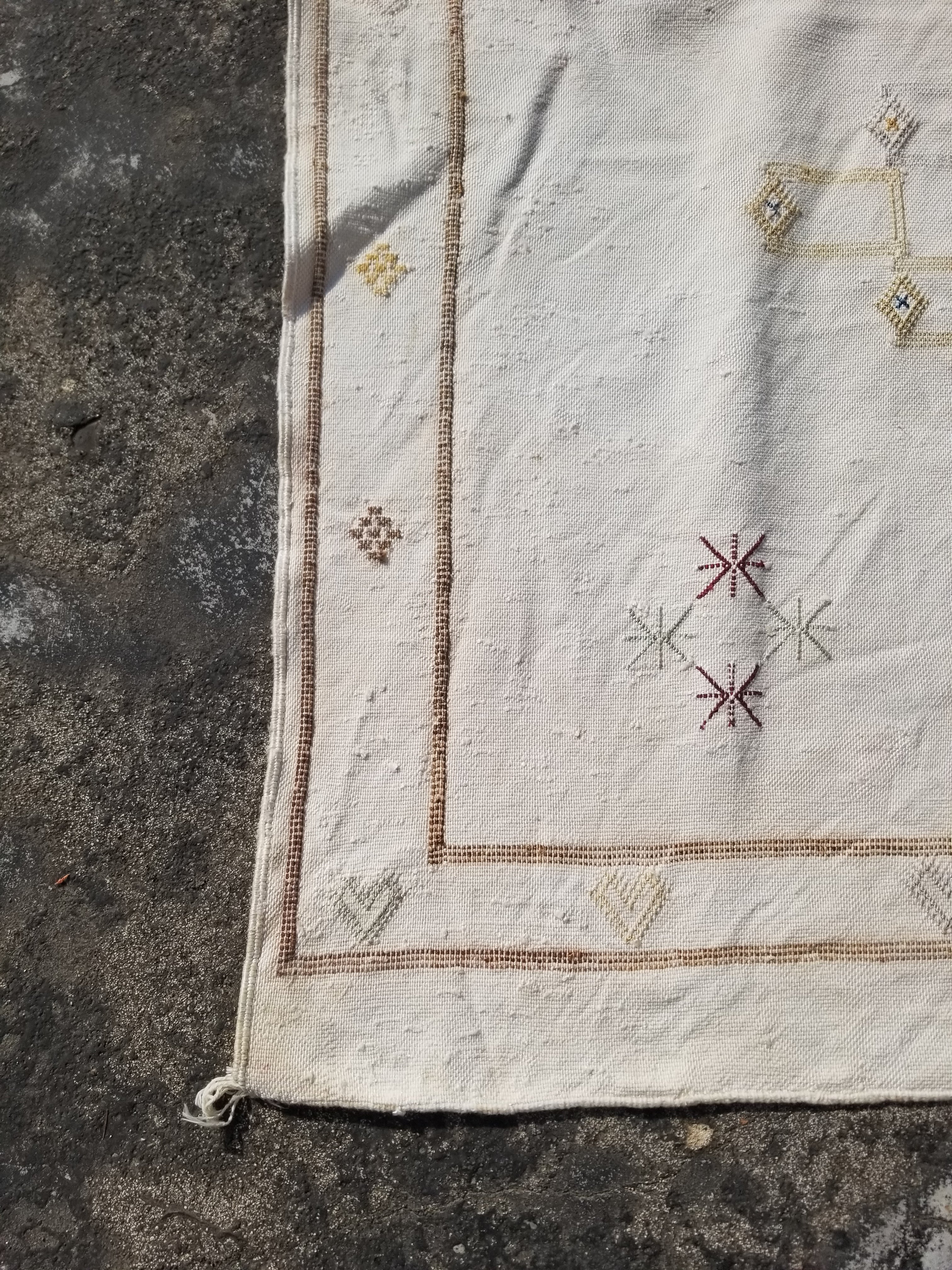 Vintage Traditional Handmade Moroccan Sabra Silk Kilim 225x120cm