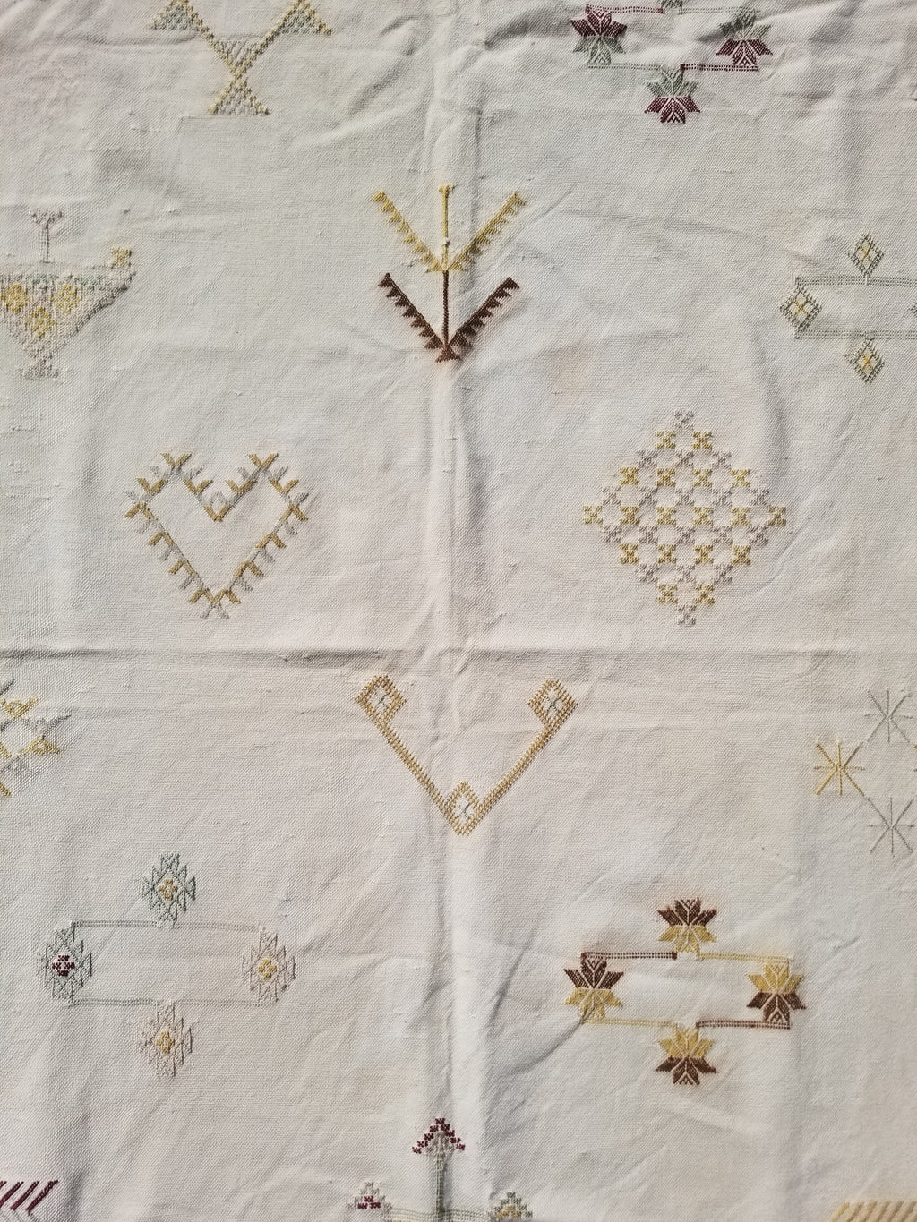 Vintage Traditional Handmade Moroccan Sabra Silk Kilim 225x120cm