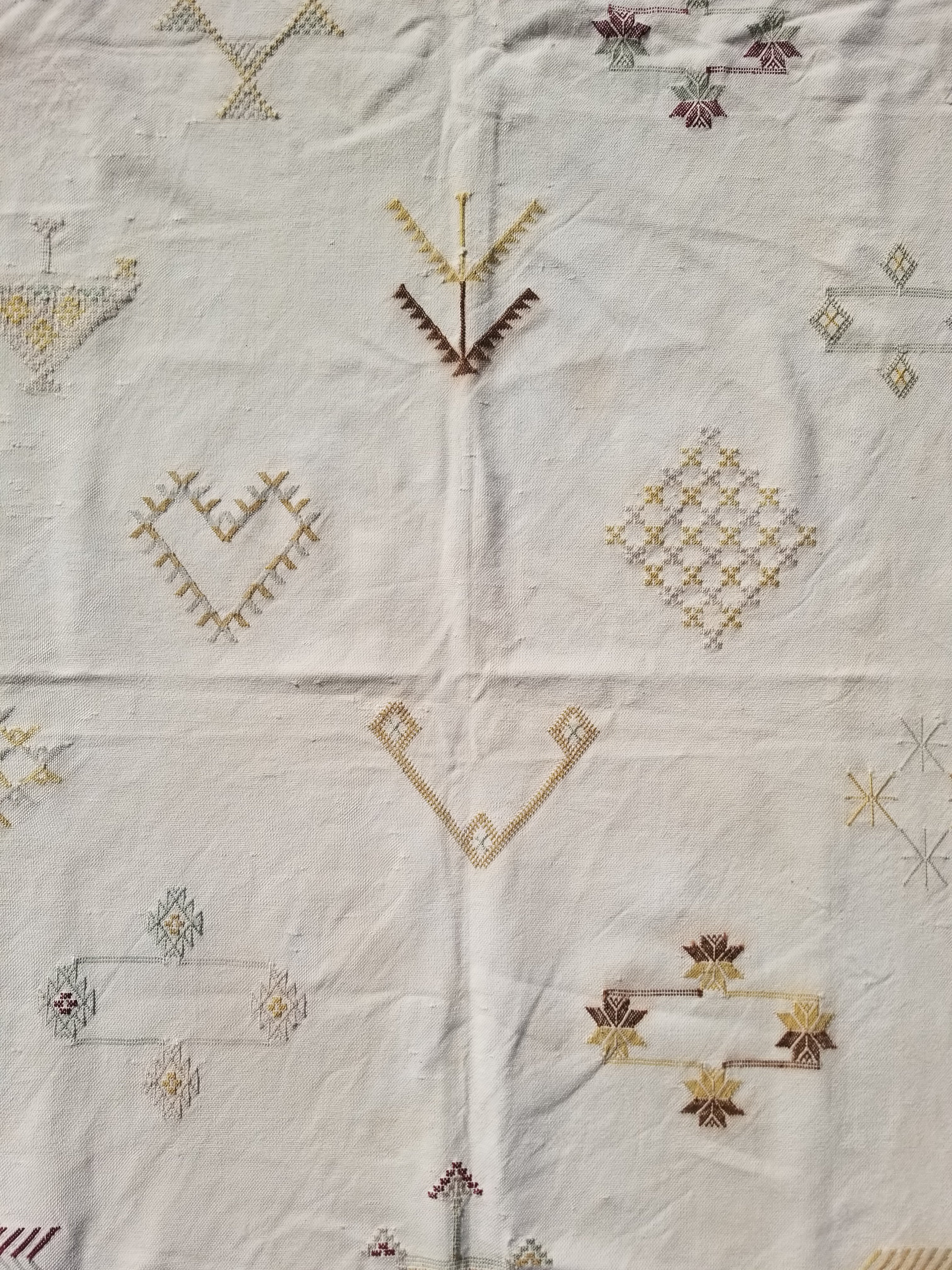 Vintage Traditional Handmade Moroccan Sabra Silk Kilim 225x120cm