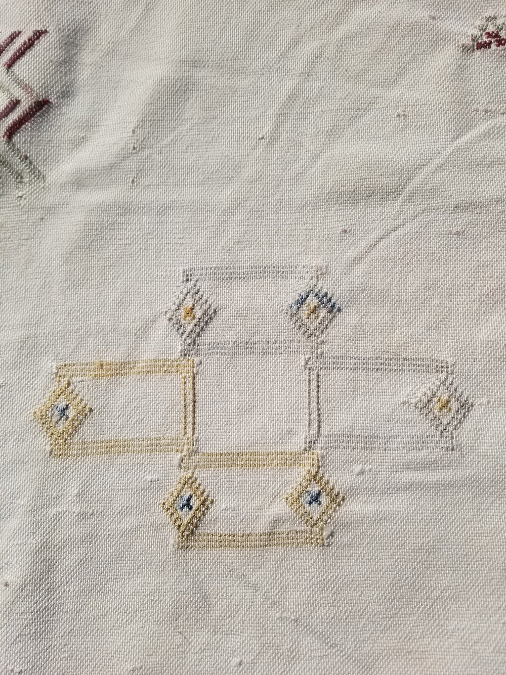 Vintage Traditional Handmade Moroccan Sabra Silk Kilim 225x120cm