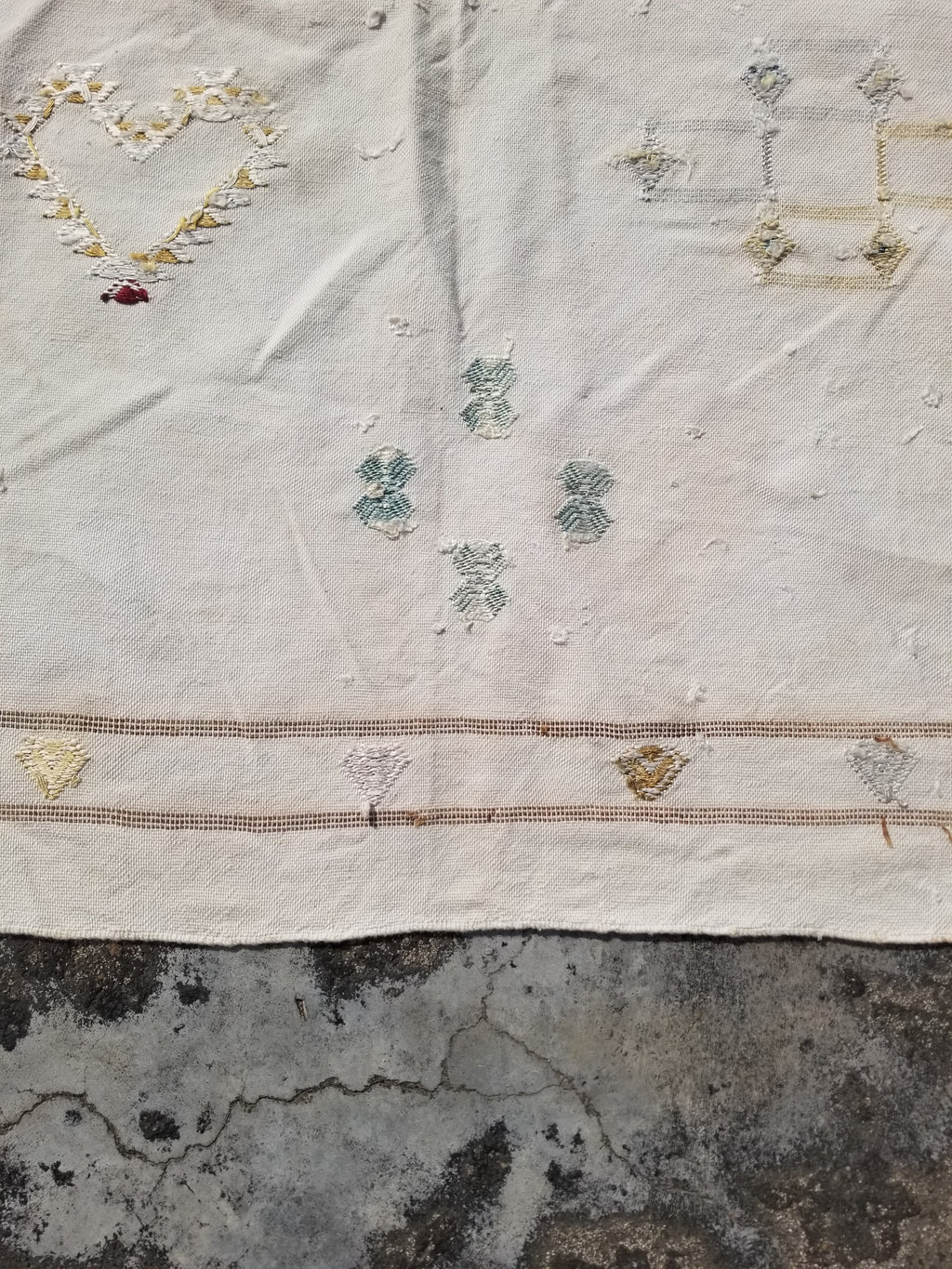 Vintage Traditional Handmade Moroccan Sabra Silk Kilim 225x120cm