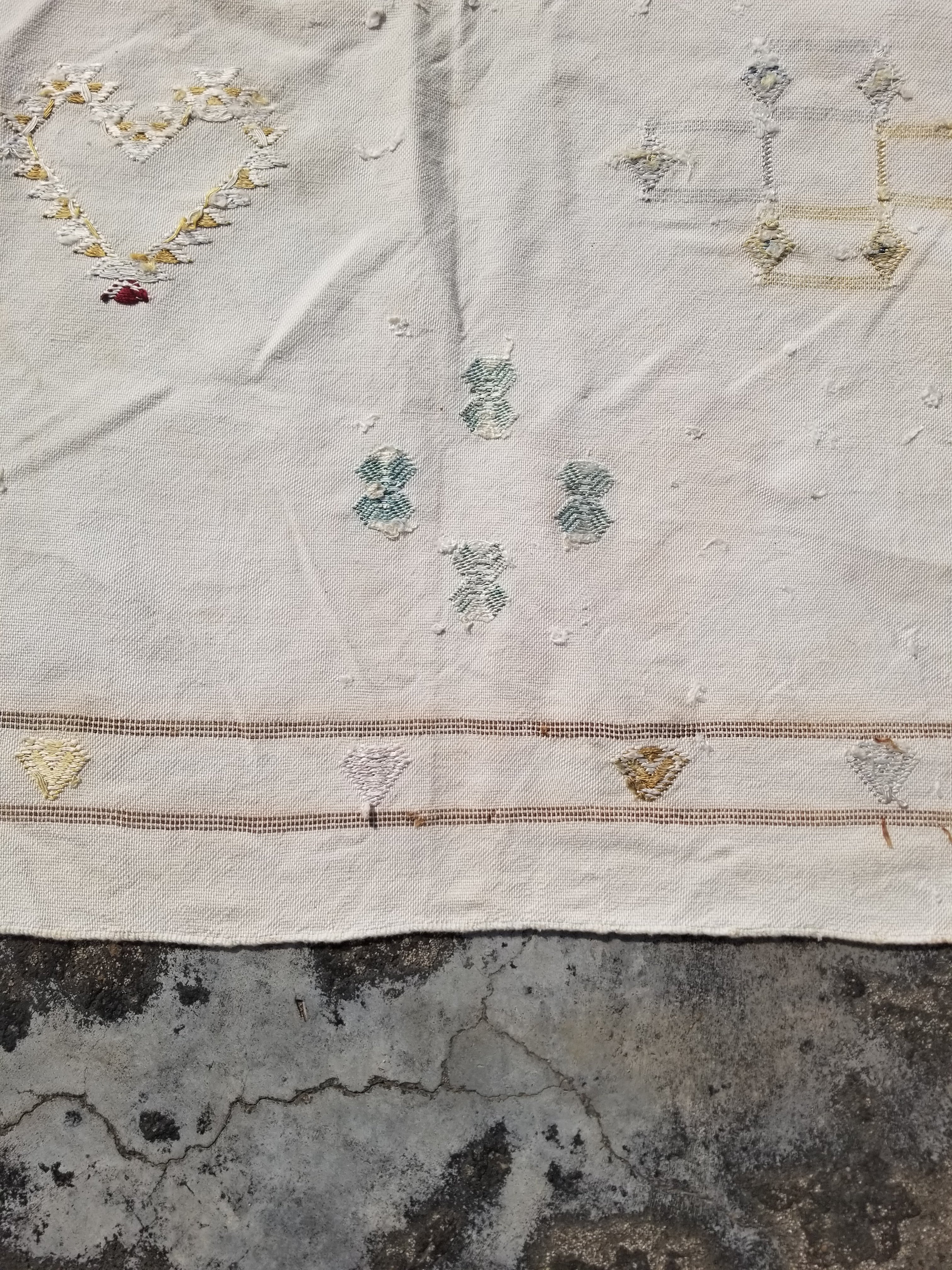 Vintage Traditional Handmade Moroccan Sabra Silk Kilim 225x120cm