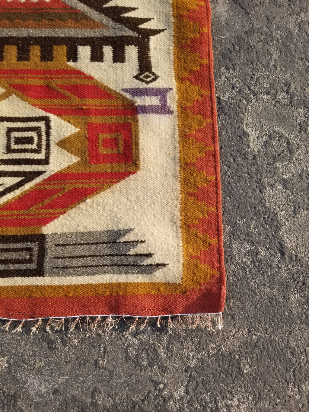 Vintage Traditional Handmade Ecuadorian Aztec Wool Tapestry 111x61cms