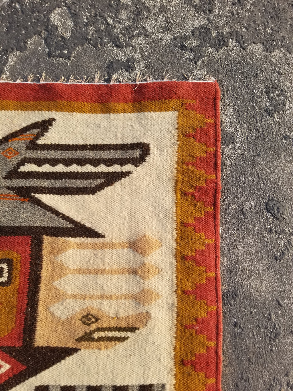 Vintage Traditional Handmade Ecuadorian Aztec Wool Tapestry 111x61cms