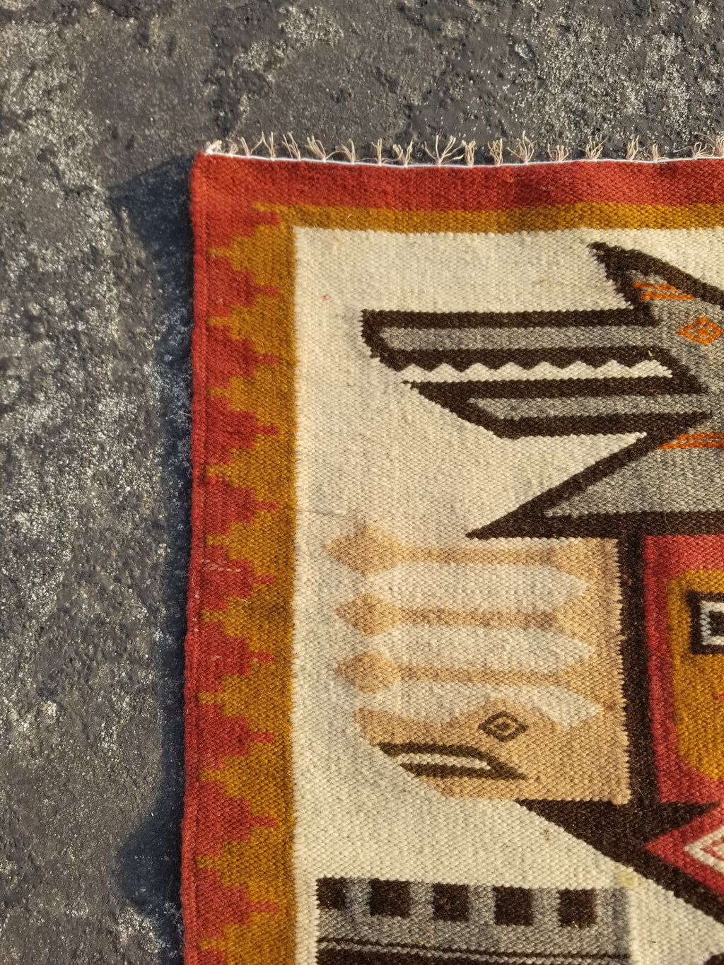 Vintage Traditional Handmade Ecuadorian Aztec Wool Tapestry 111x61cms