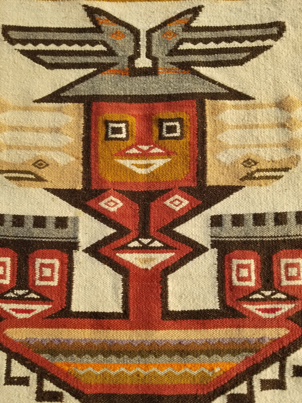 Vintage Traditional Handmade Ecuadorian Aztec Wool Tapestry 111x61cms