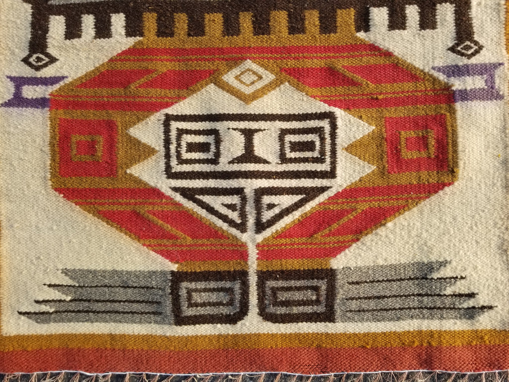 Vintage Traditional Handmade Ecuadorian Aztec Wool Tapestry 111x61cms
