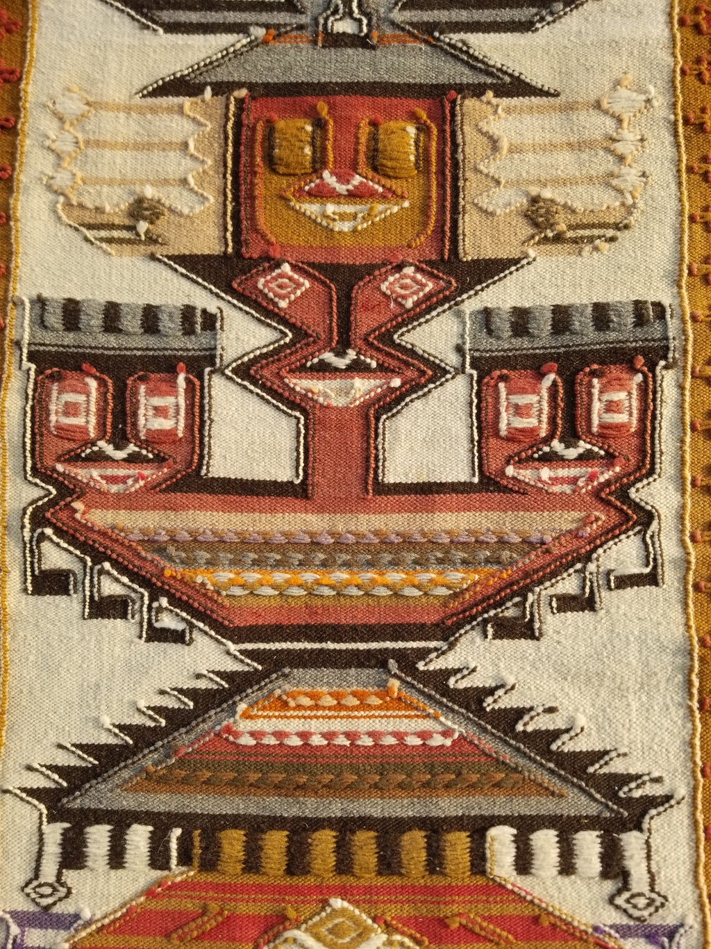 Vintage Traditional Handmade Ecuadorian Aztec Wool Tapestry 111x61cms