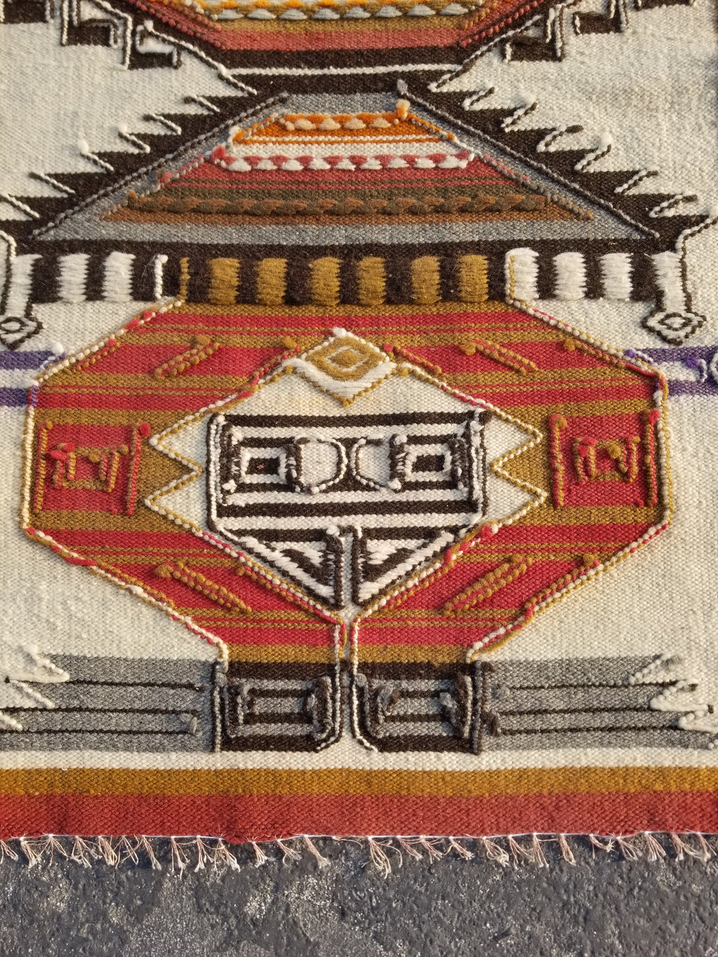 Vintage Traditional Handmade Ecuadorian Aztec Wool Tapestry 111x61cms