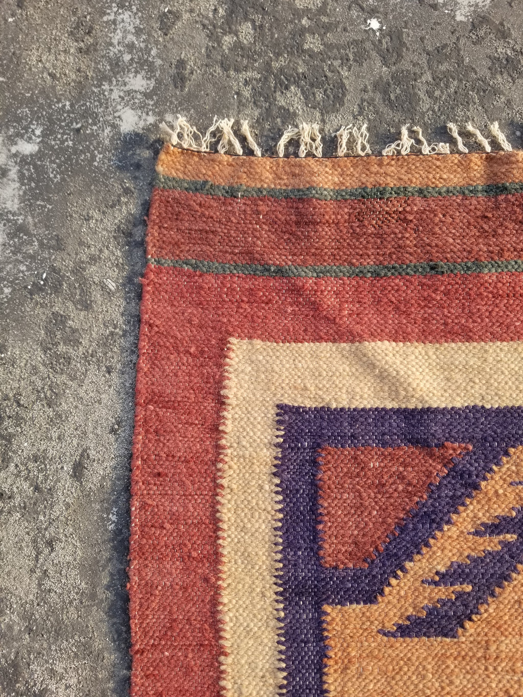 Vintage Traditional Handmade Mexican Zapotec style Wool Kilim Rug 136x84cms