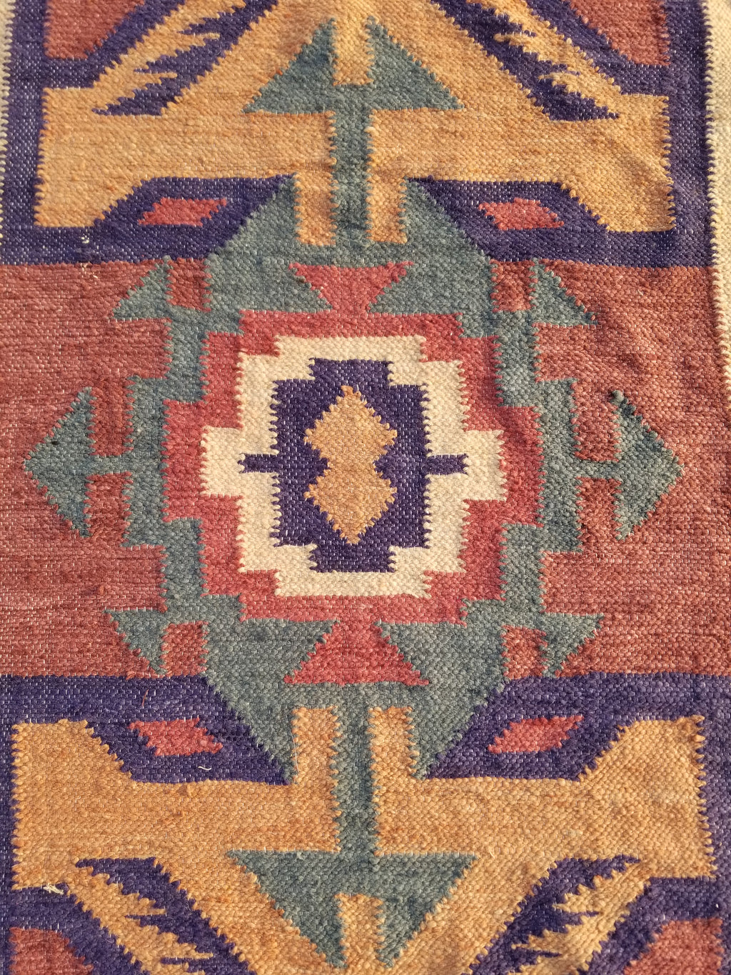 Vintage Traditional Handmade Mexican Zapotec style Wool Kilim Rug 136x84cms
