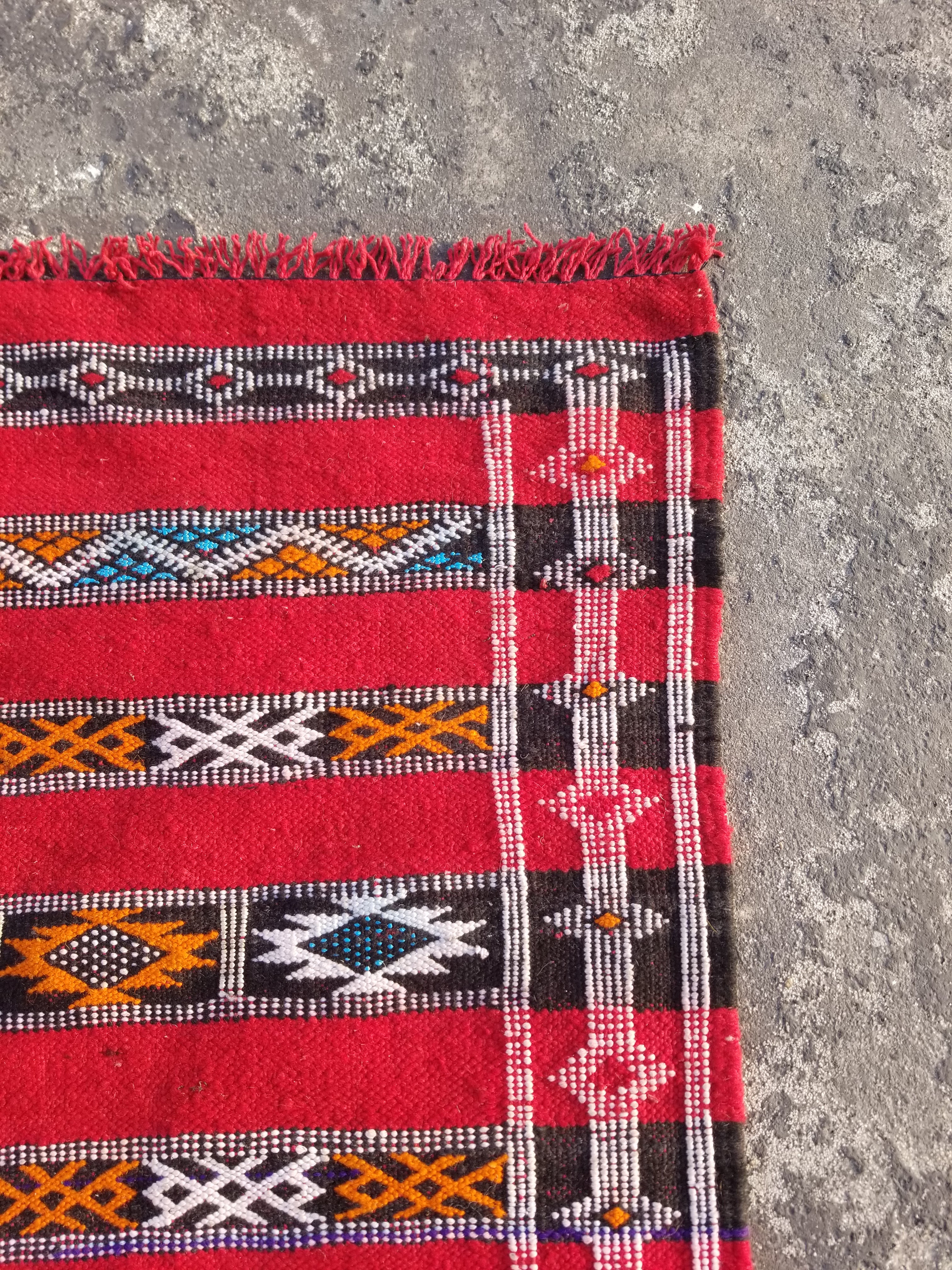 Vintage Traditional Handmade Moroccan Berber Wool Kilim Rug 143x75cms