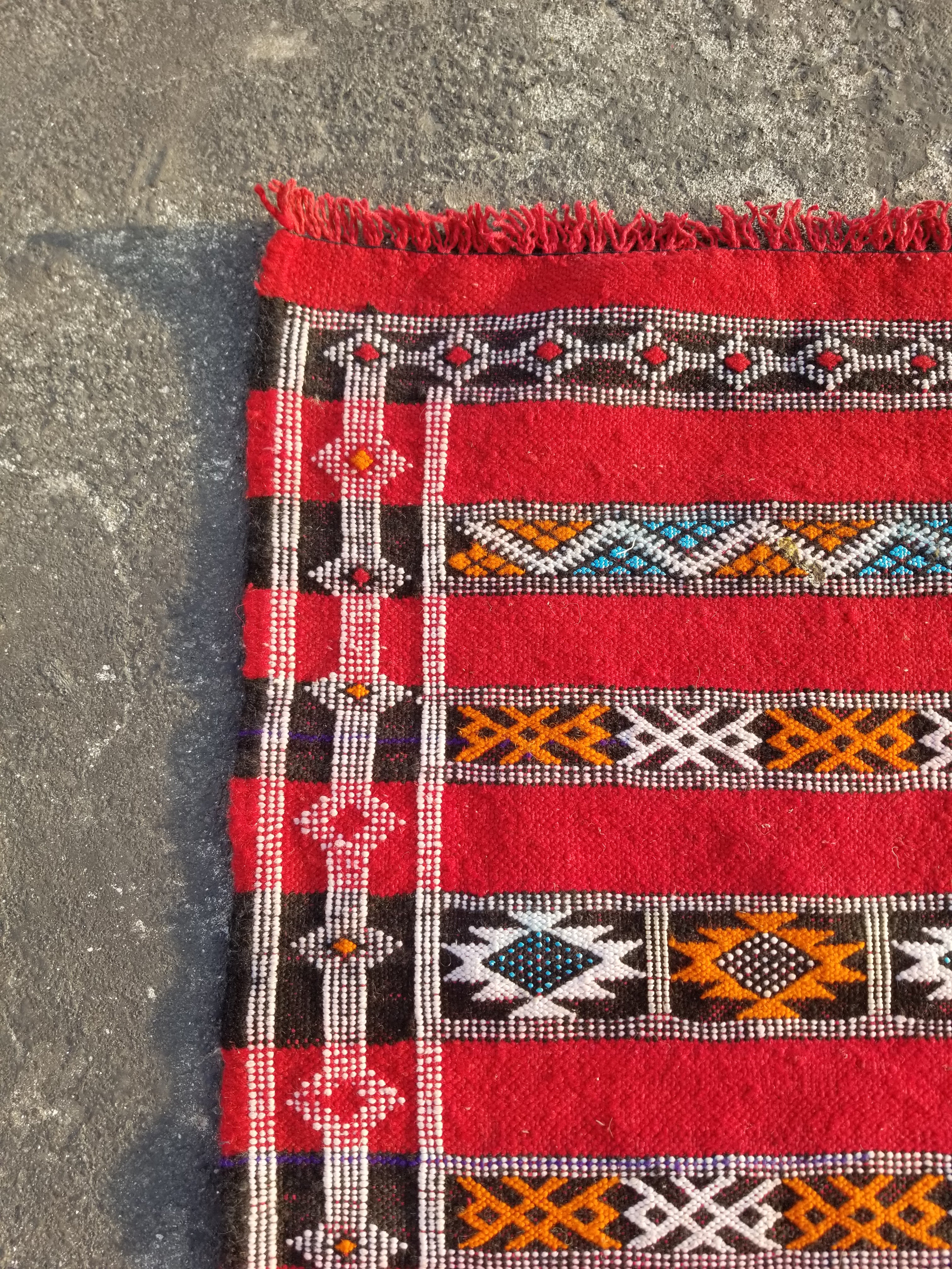 Vintage Traditional Handmade Moroccan Berber Wool Kilim Rug 143x75cms