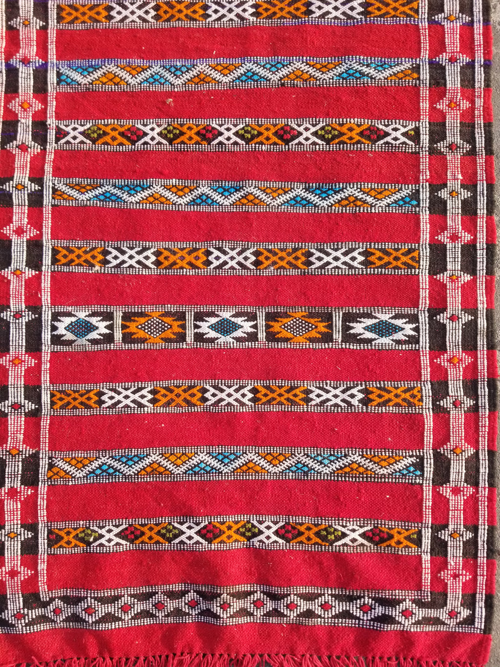 Vintage Traditional Handmade Moroccan Berber Wool Kilim Rug 143x75cms