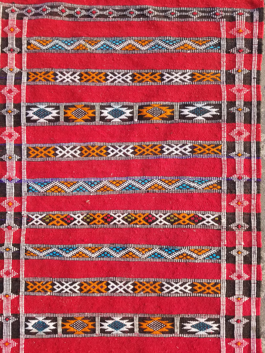 Vintage Traditional Handmade Moroccan Berber Wool Kilim Rug 143x75cms
