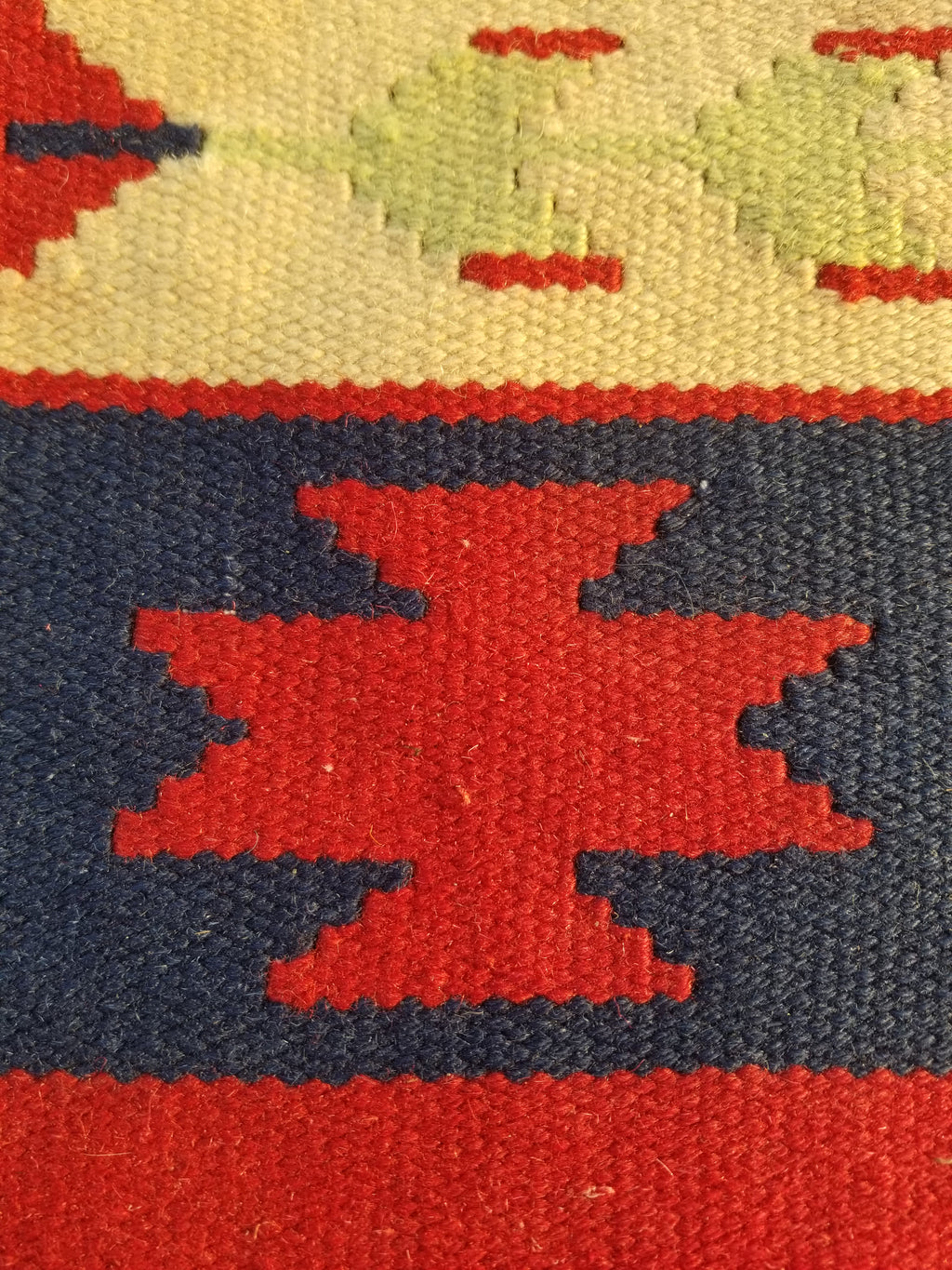 Vintage Traditional Handmade Mexican Zapotec Style Flatweave Wool Kilim 143x89cm