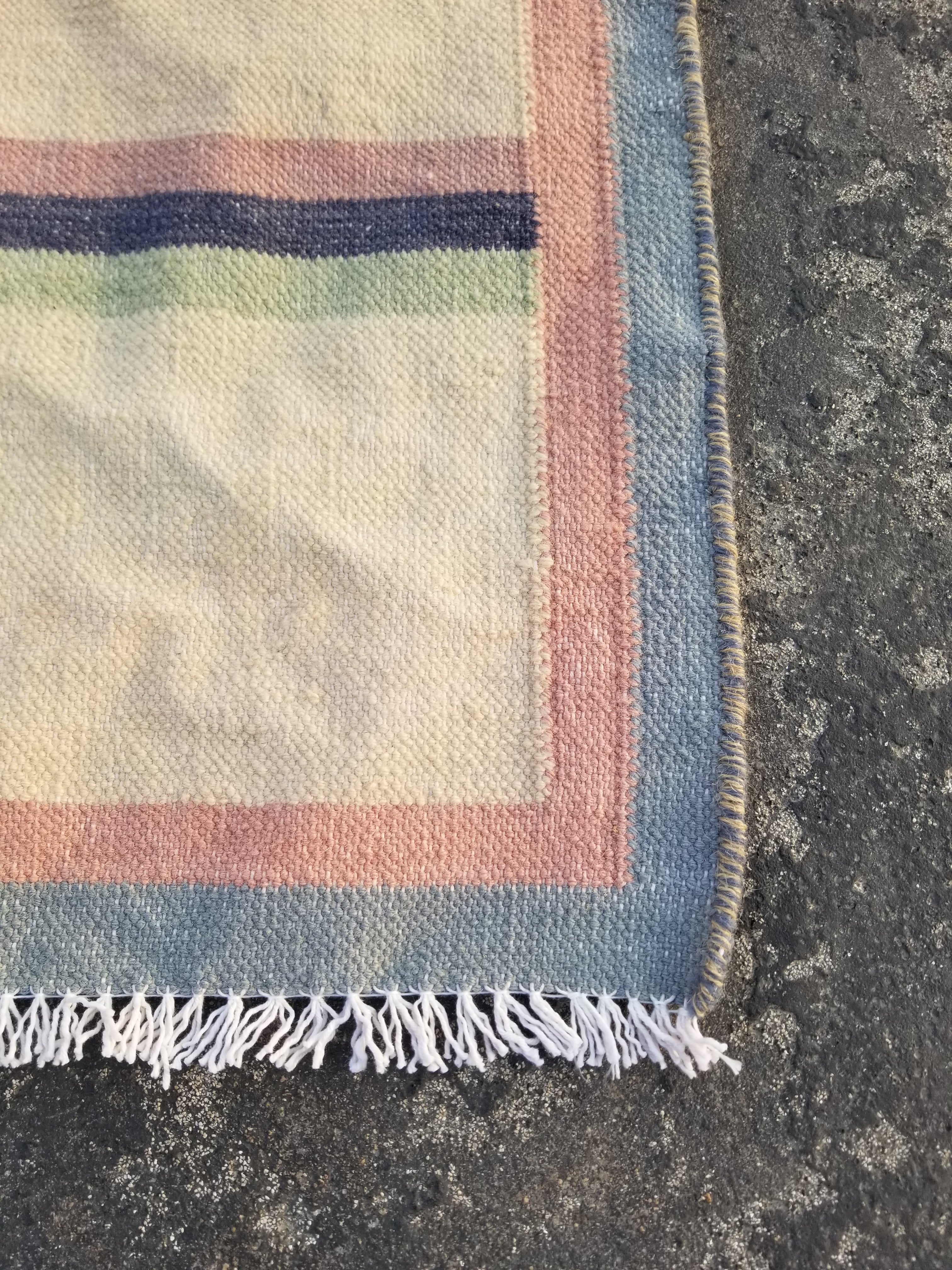 Vintage Traditional Handmade Scandinavian Flatweave Wool Kilim Rug 124x64cm