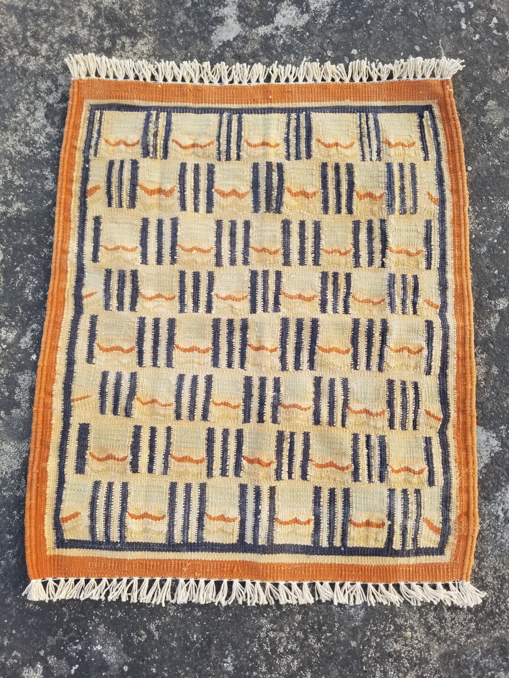 Vintage Traditional Handmade Scandinavian Wool Small Kilim Rug 62x55cms