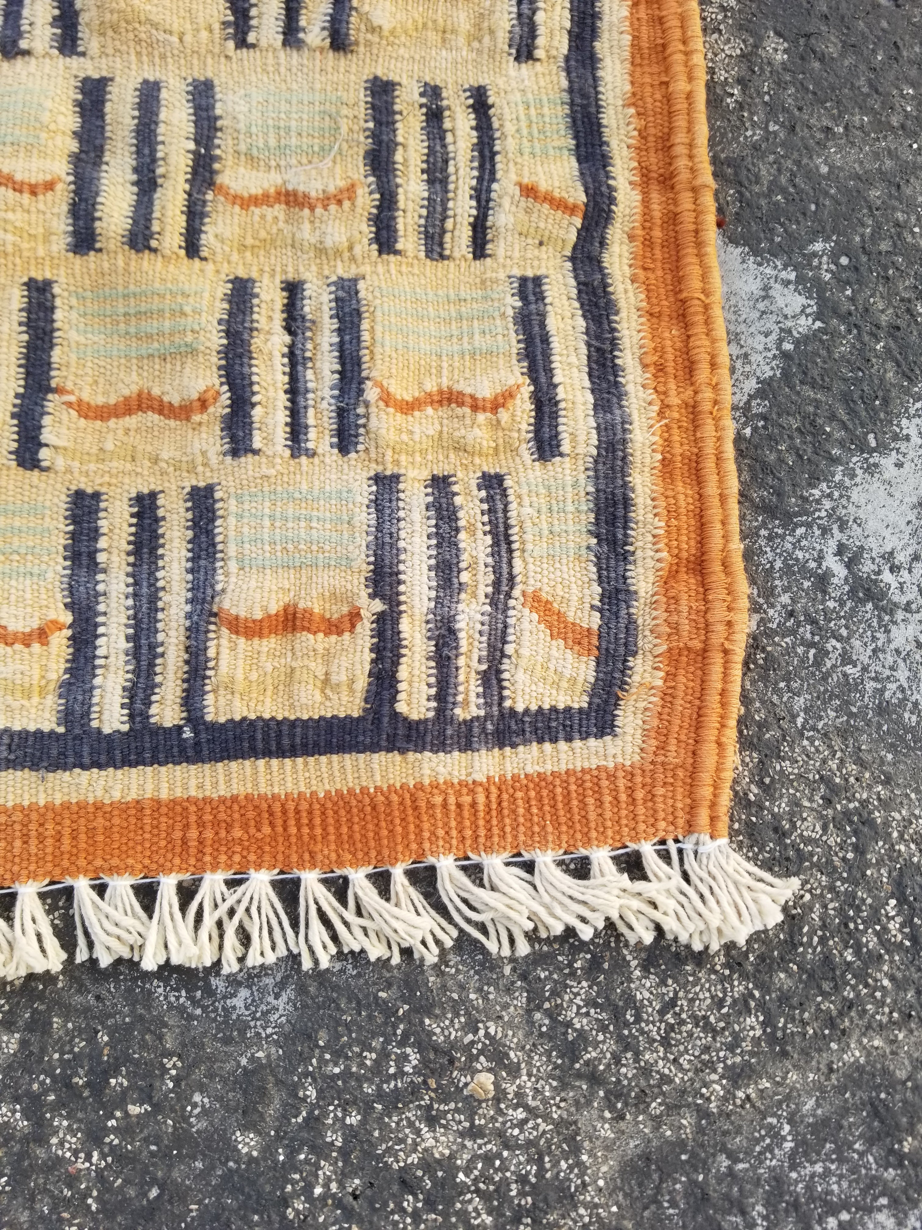 Vintage Traditional Handmade Scandinavian Wool Small Kilim Rug 62x55cms