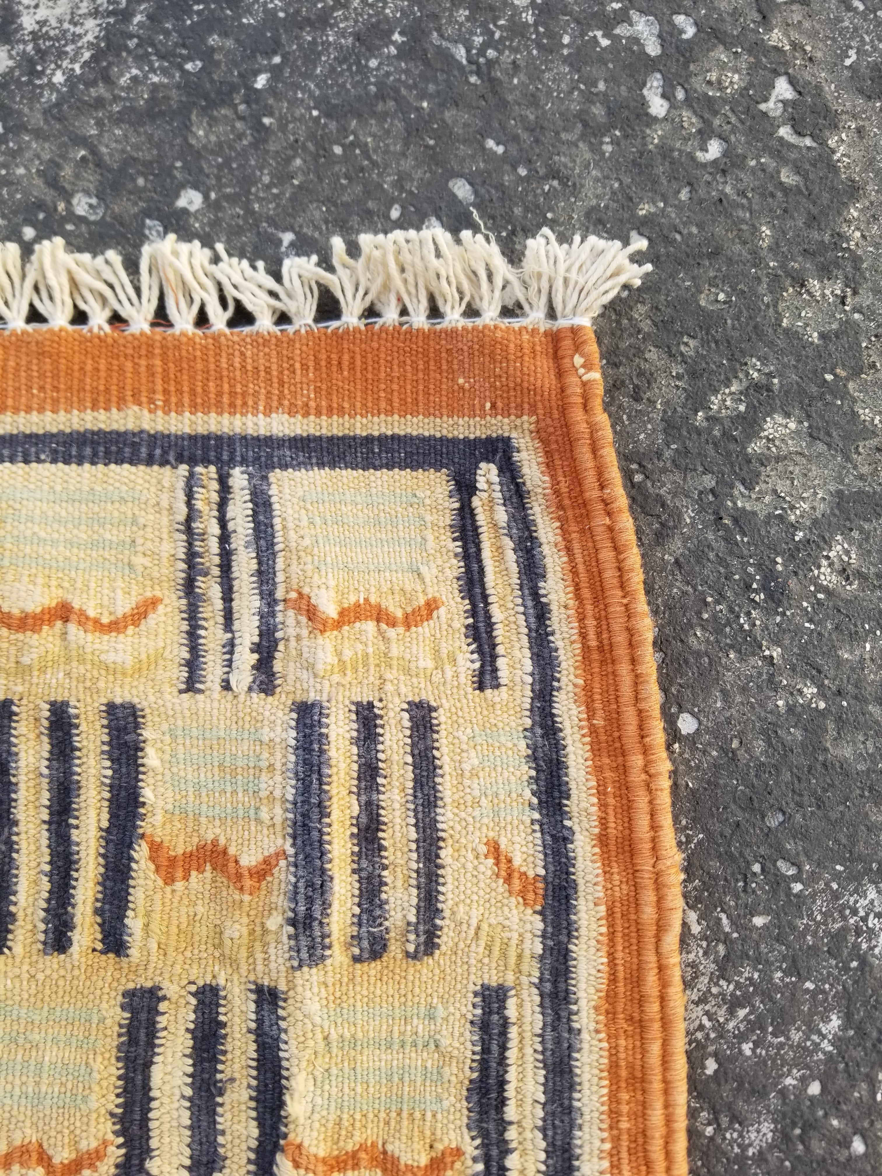 Vintage Traditional Handmade Scandinavian Wool Small Kilim Rug 62x55cms