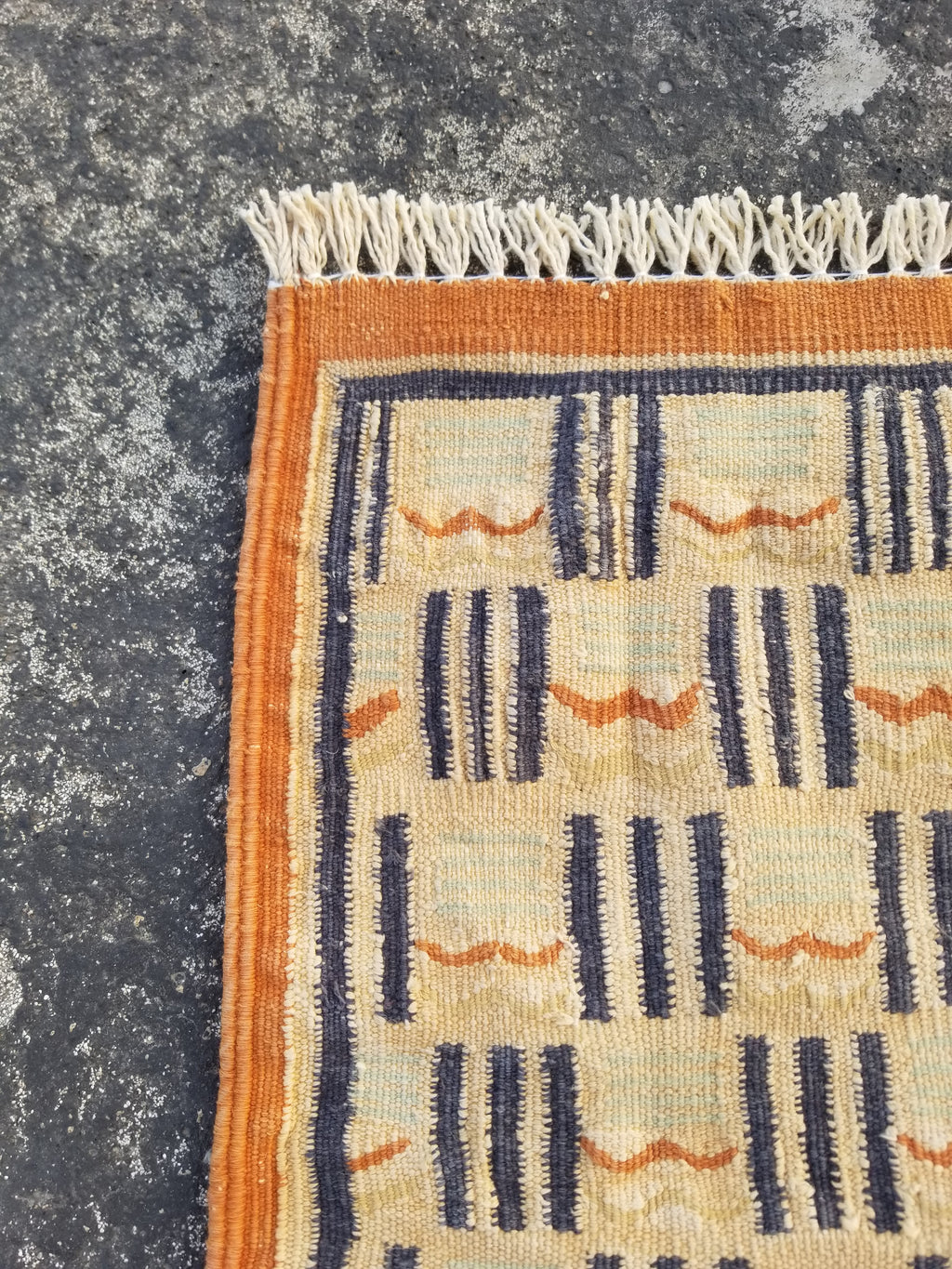 Vintage Traditional Handmade Scandinavian Wool Small Kilim Rug 62x55cms