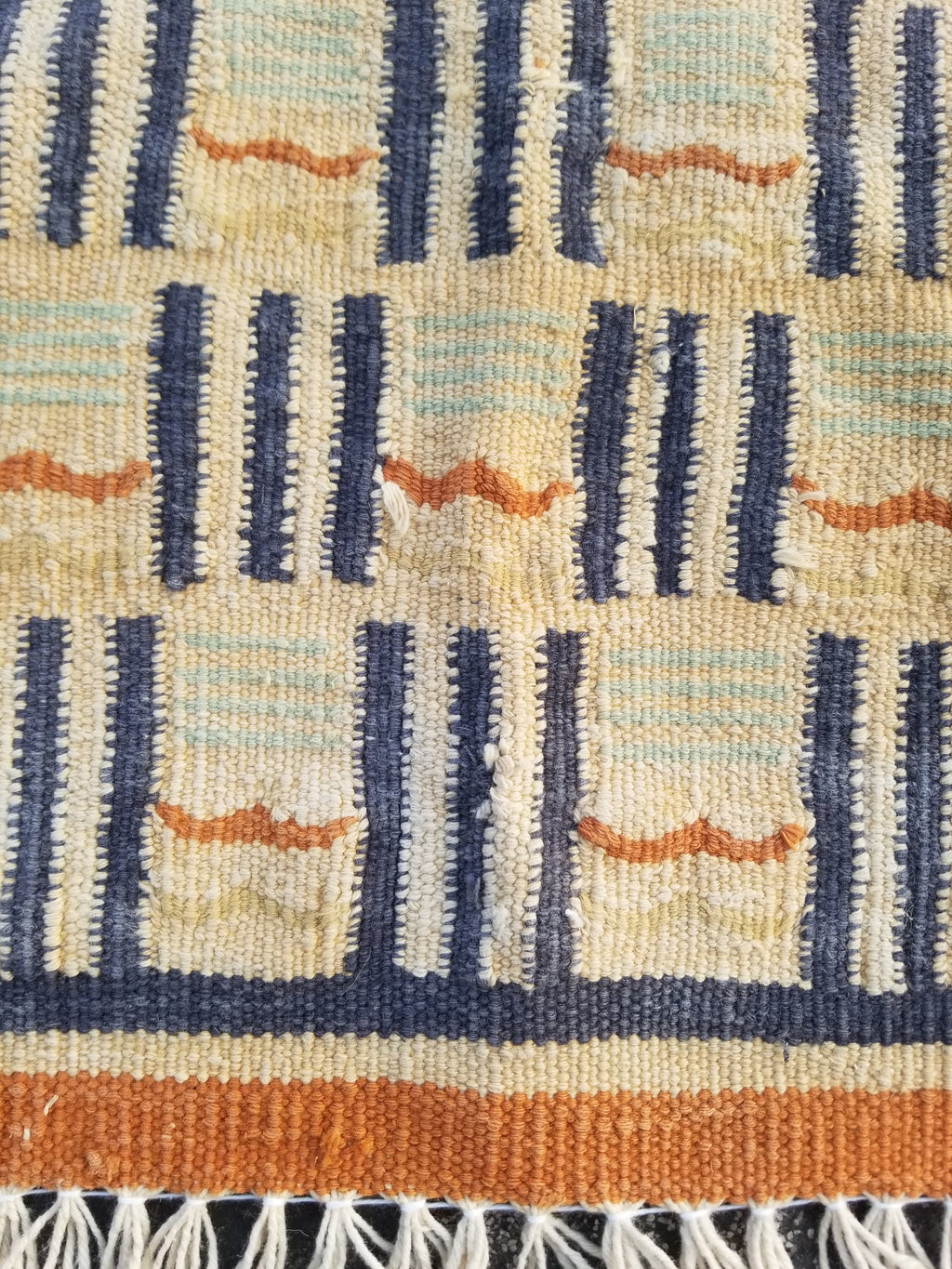 Vintage Traditional Handmade Scandinavian Wool Small Kilim Rug 62x55cms