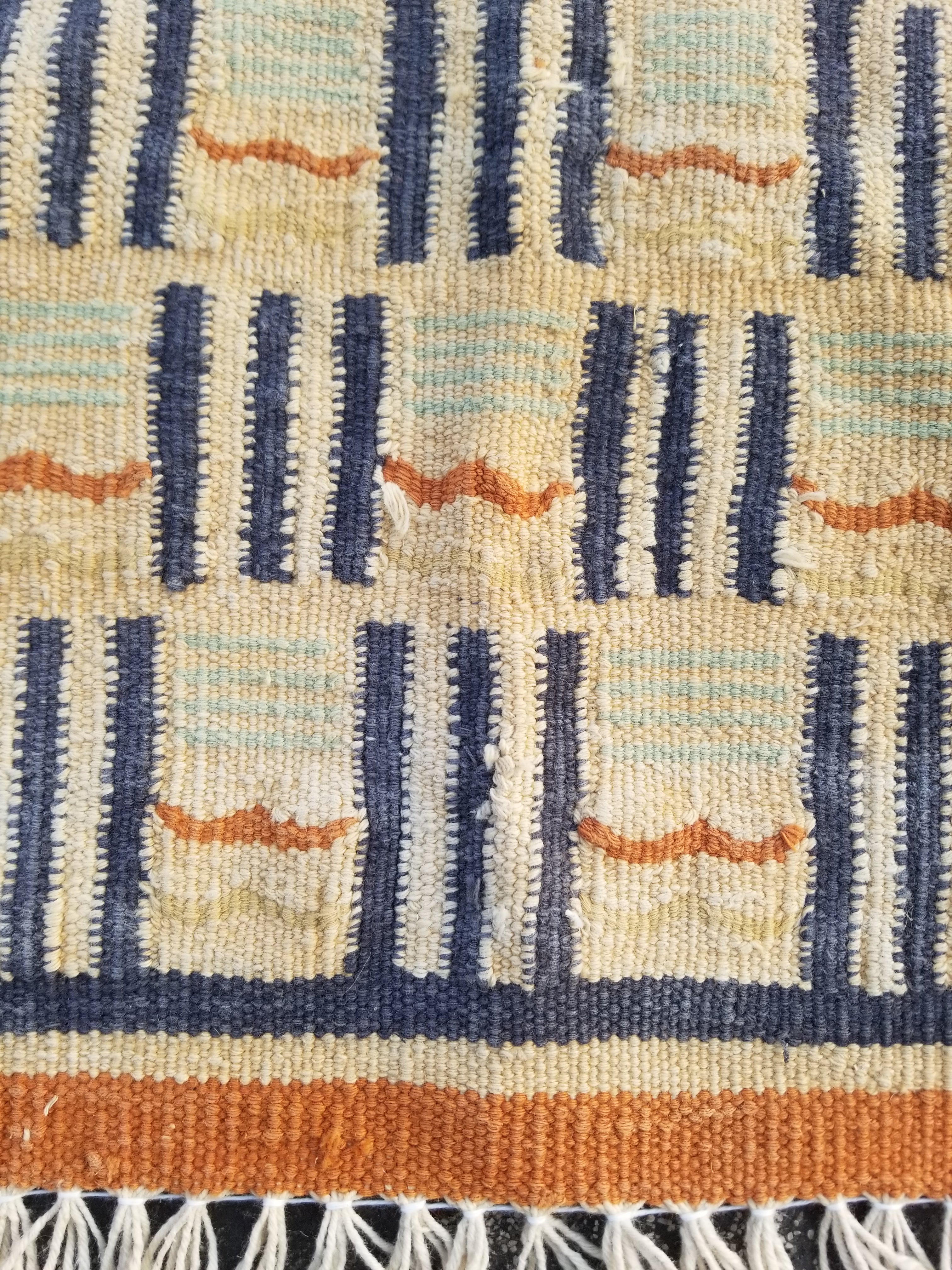 Vintage Traditional Handmade Scandinavian Wool Small Kilim Rug 62x55cms