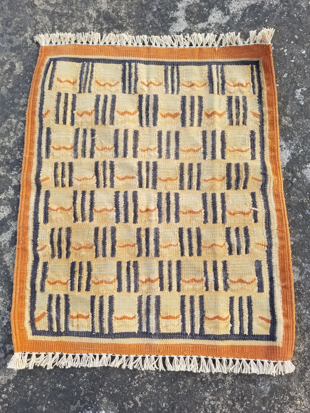 Vintage Traditional Handmade Scandinavian Wool Small Kilim Rug 62x55cms
