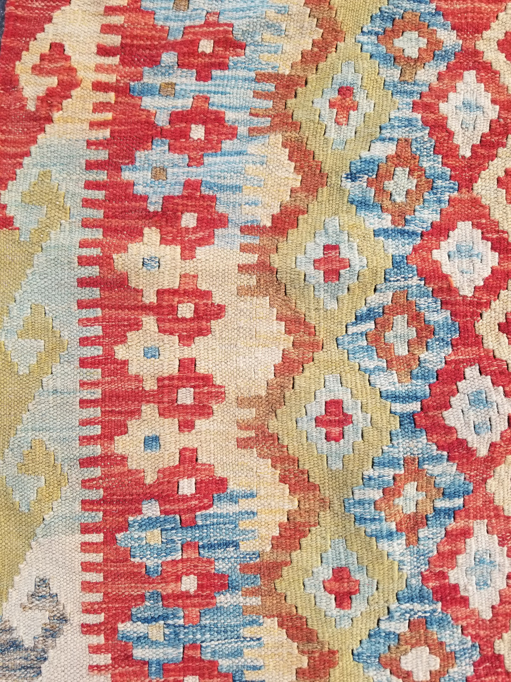 Vintage Traditional Handmade Turkish Flatweave Wool Small Kilim Rug 104x89cms