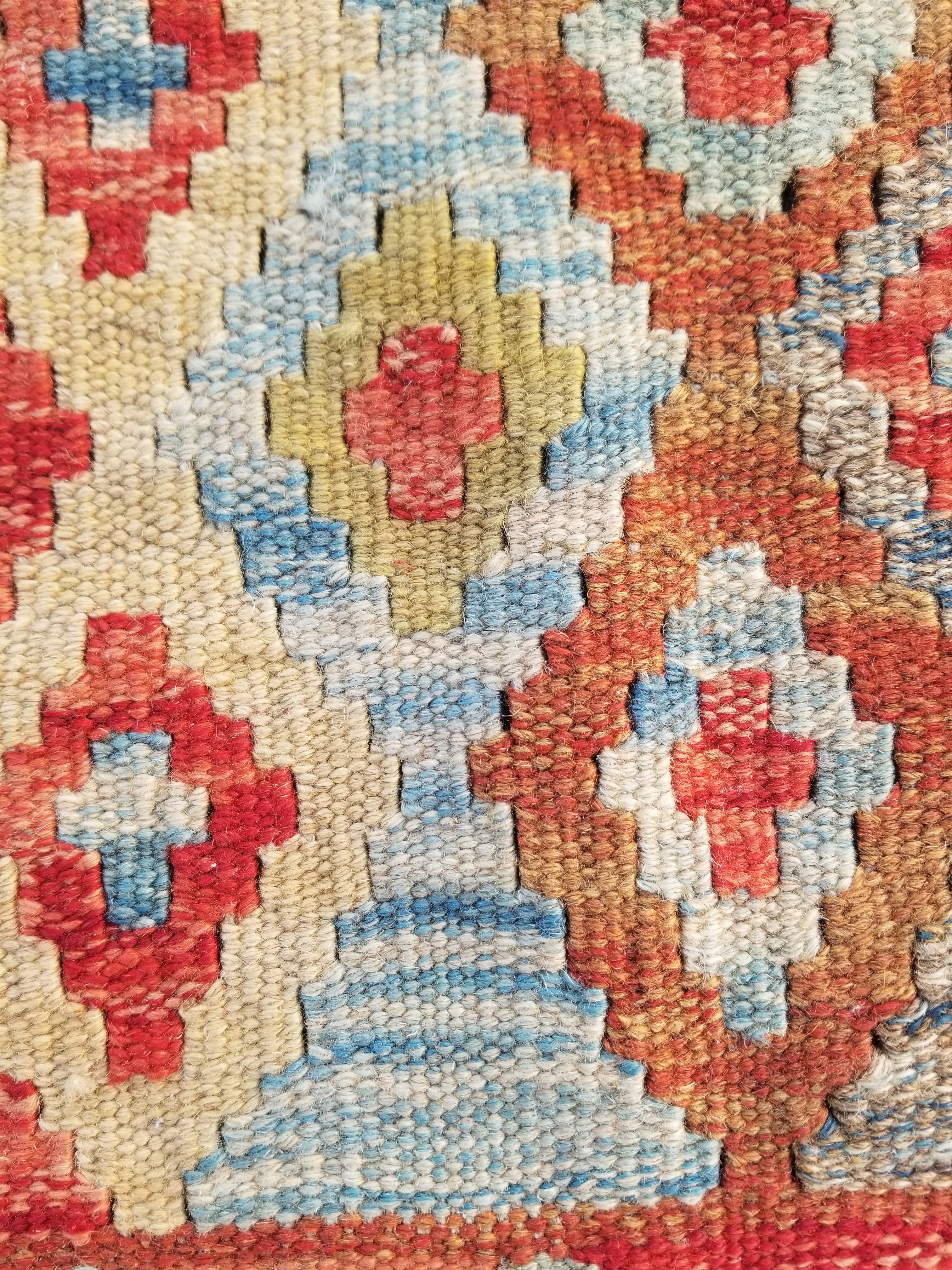 Vintage Traditional Handmade Turkish Flatweave Wool Small Kilim Rug 104x89cms
