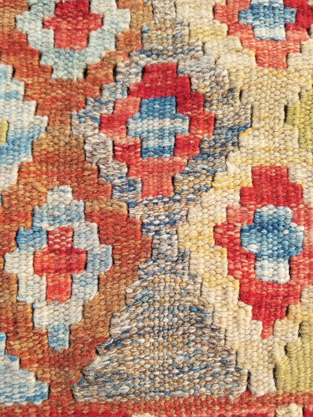 Vintage Traditional Handmade Turkish Flatweave Wool Small Kilim Rug 104x89cms