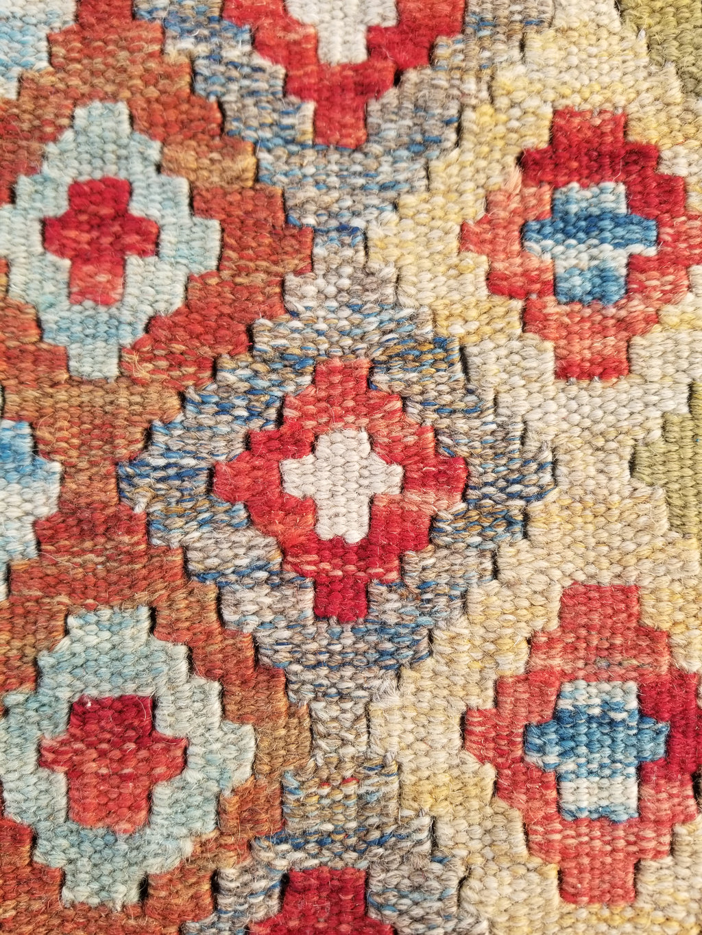 Vintage Traditional Handmade Turkish Flatweave Wool Small Kilim Rug 104x89cms