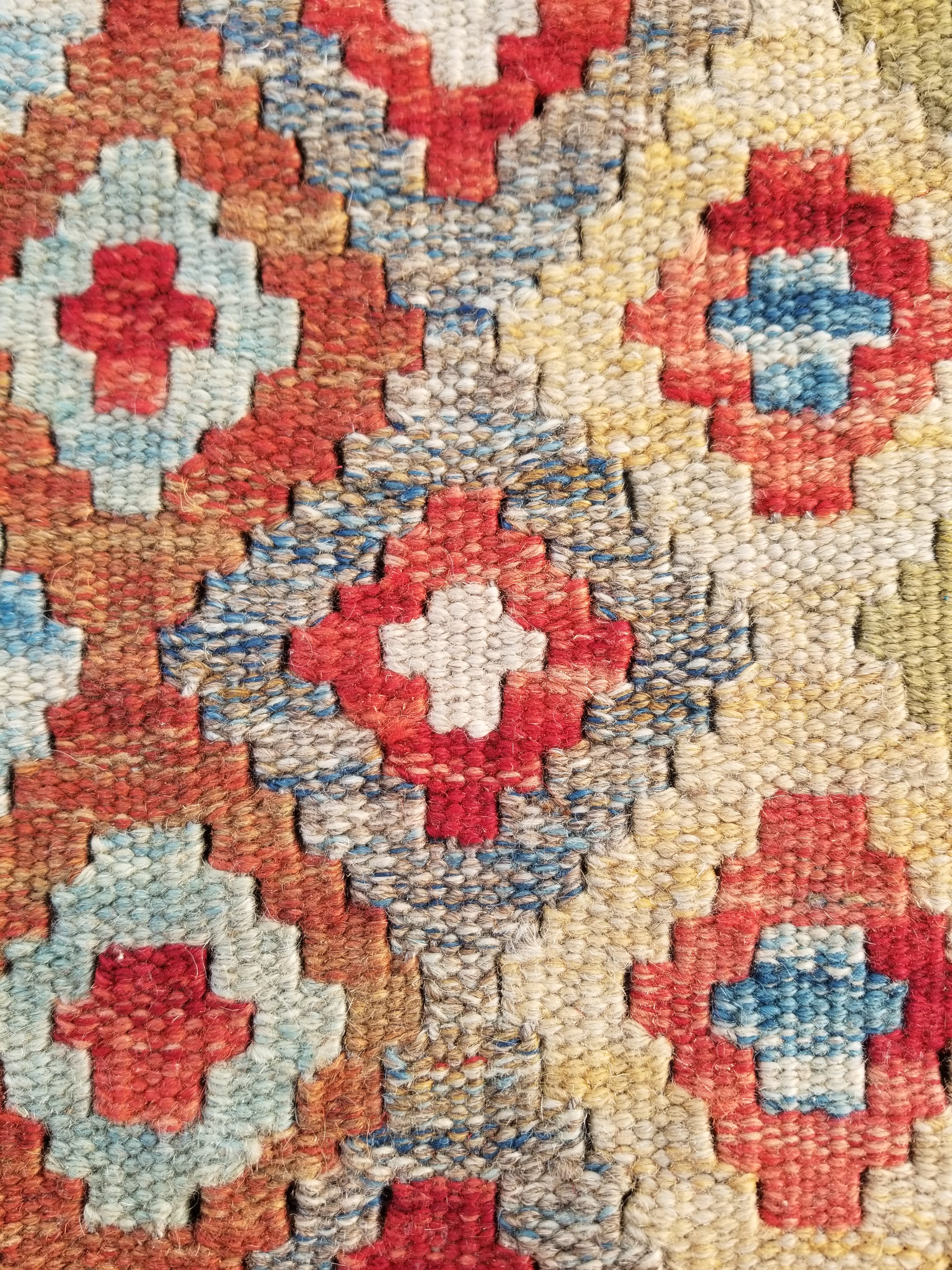 Vintage Traditional Handmade Turkish Flatweave Wool Small Kilim Rug 104x89cms