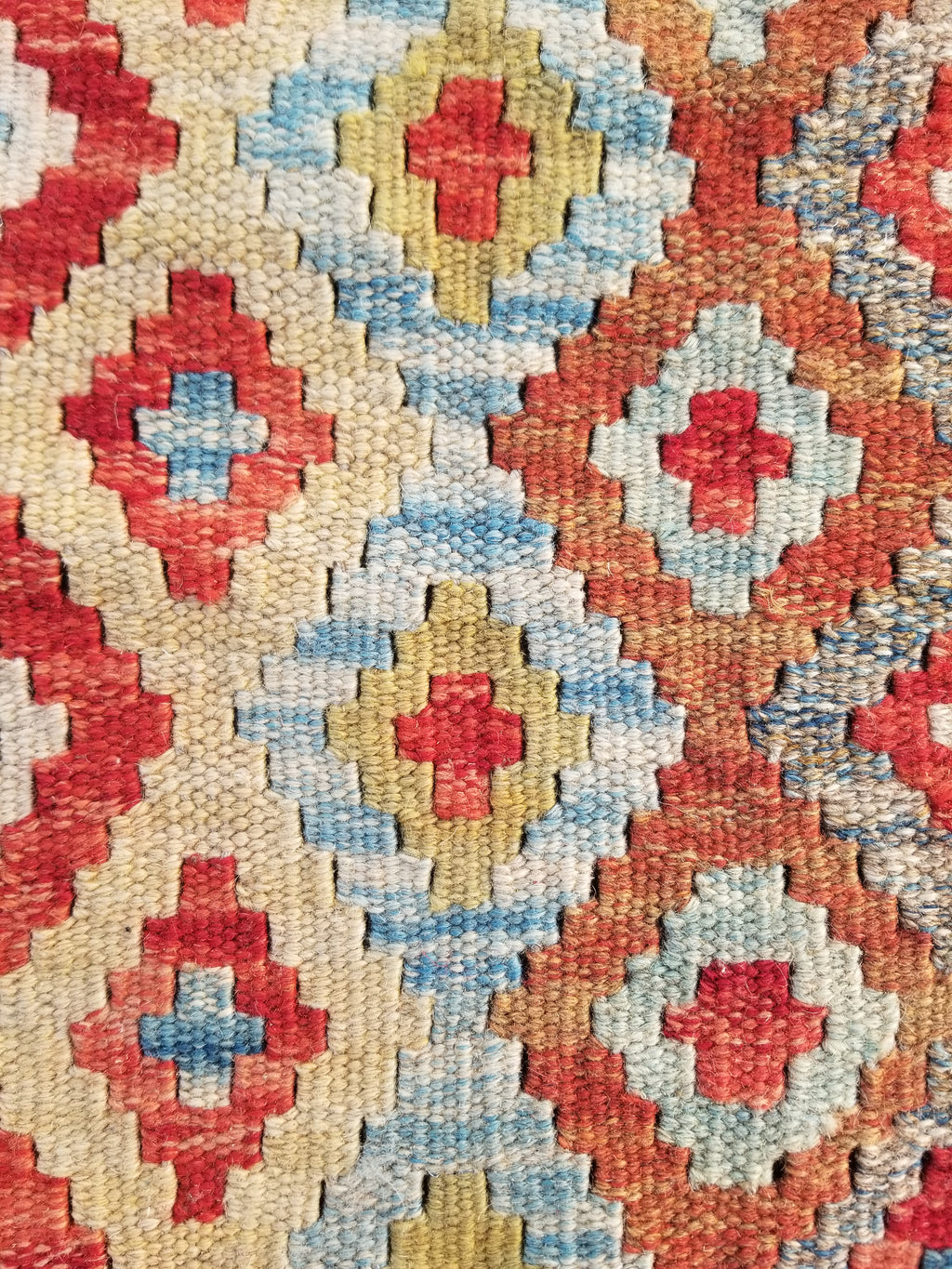Vintage Traditional Handmade Turkish Flatweave Wool Small Kilim Rug 104x89cms