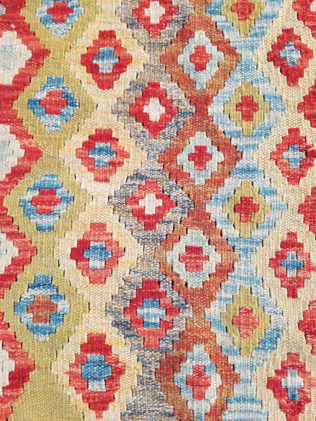 Vintage Traditional Handmade Turkish Flatweave Wool Small Kilim Rug 104x89cms