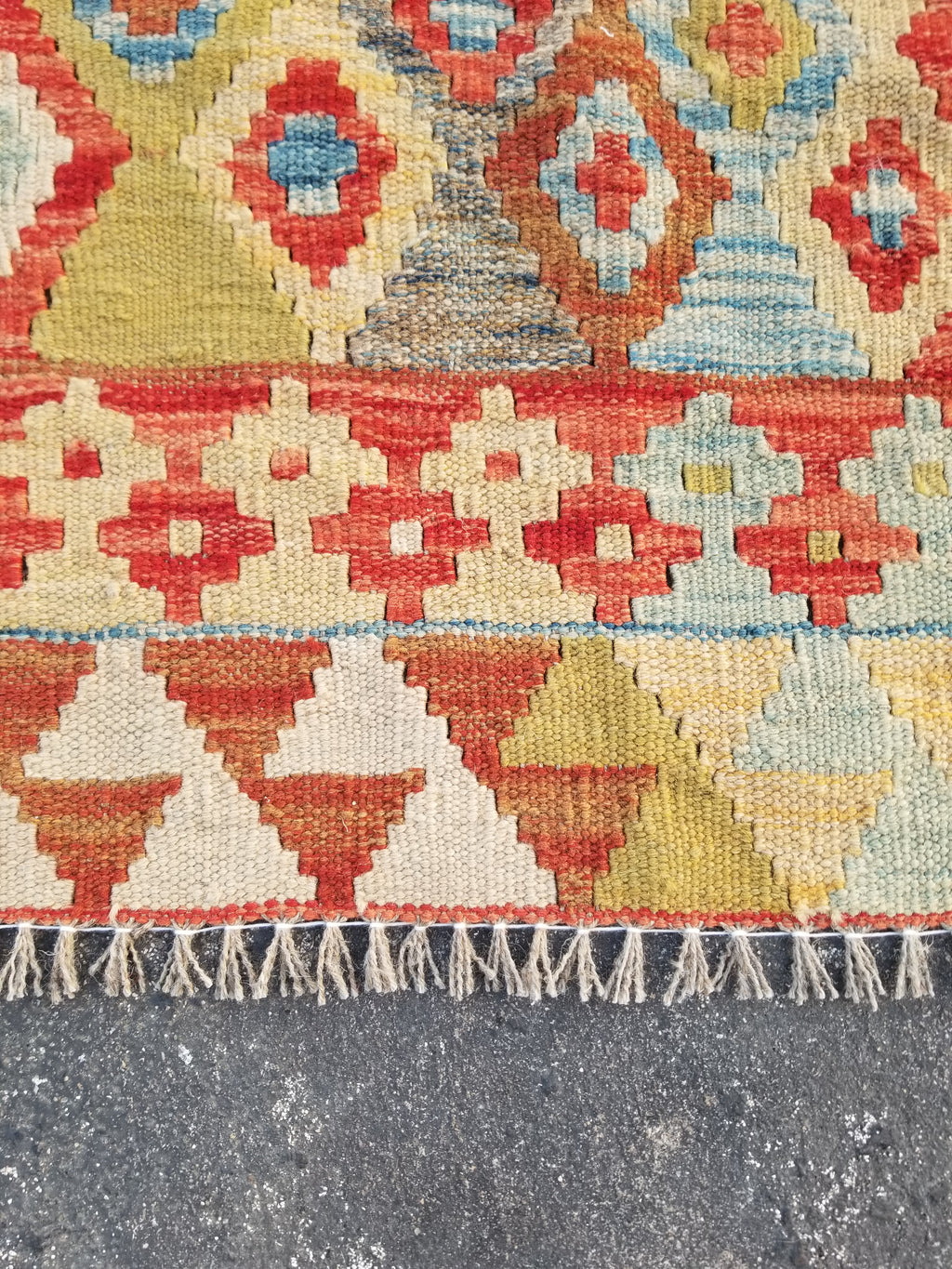 Vintage Traditional Handmade Turkish Flatweave Wool Small Kilim Rug 104x89cms