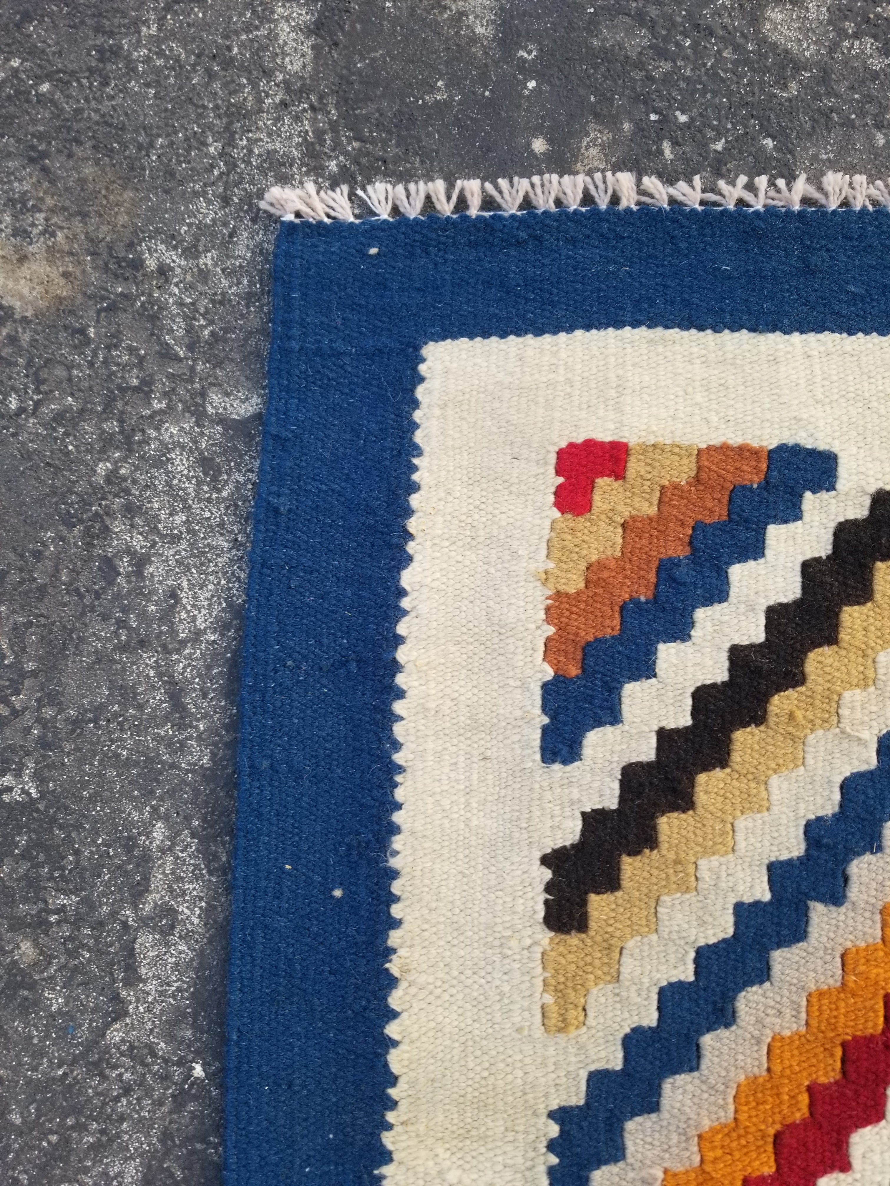 Vintage Handmade Modernist Scandinavian Flatweave Wool Kilim Rug 127x71cms