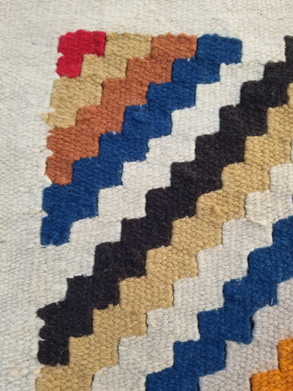 Vintage Handmade Modernist Scandinavian Flatweave Wool Kilim Rug 127x71cms